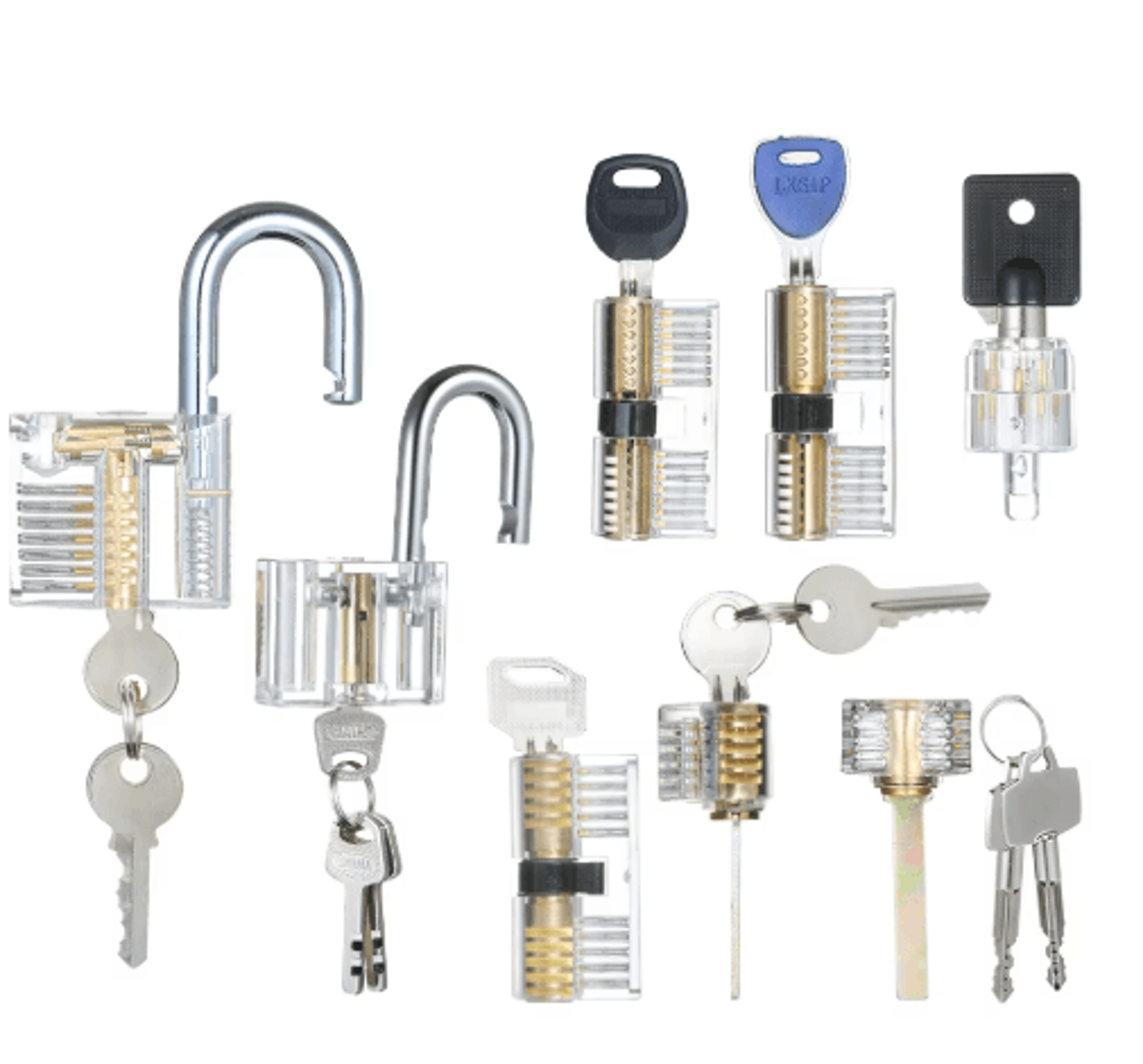 8PCS Transparent Practice Lock Set  Visible Locksmith Training Kit For Beginners 0