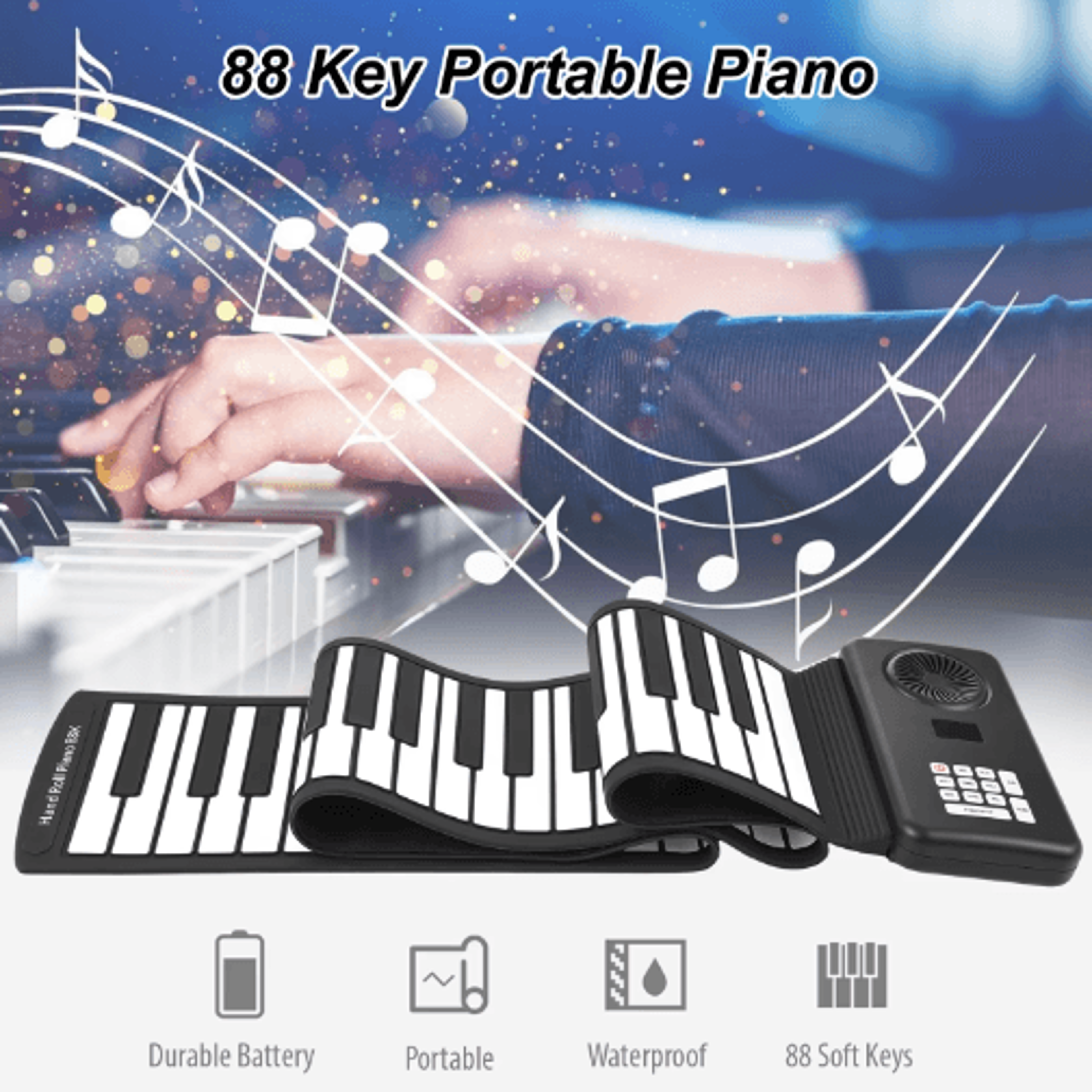 88Key RollUp Electronic Piano  Portable Silicone Keyboard For Home Practice 3