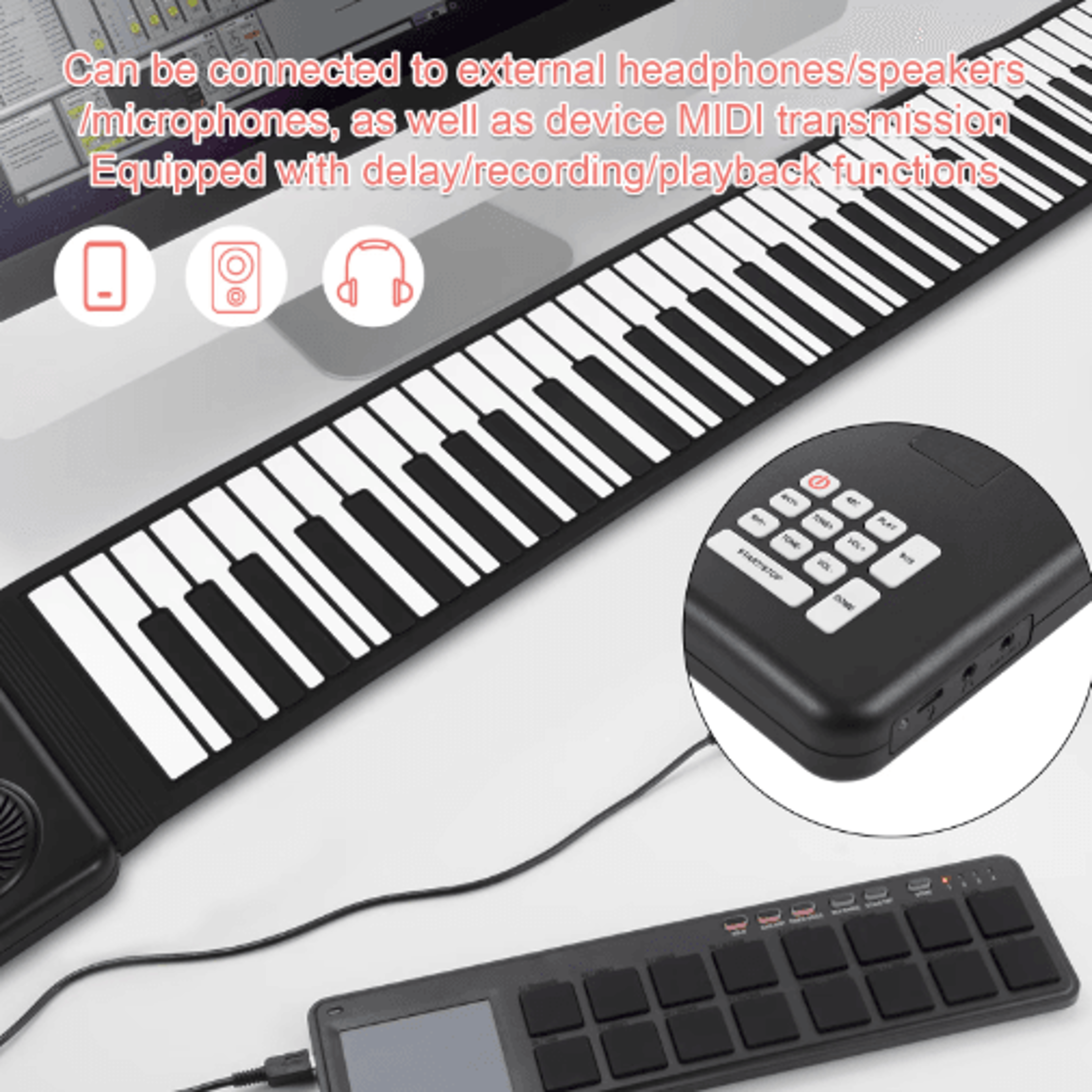 88Key RollUp Electronic Piano  Portable Silicone Keyboard For Home Practice 0