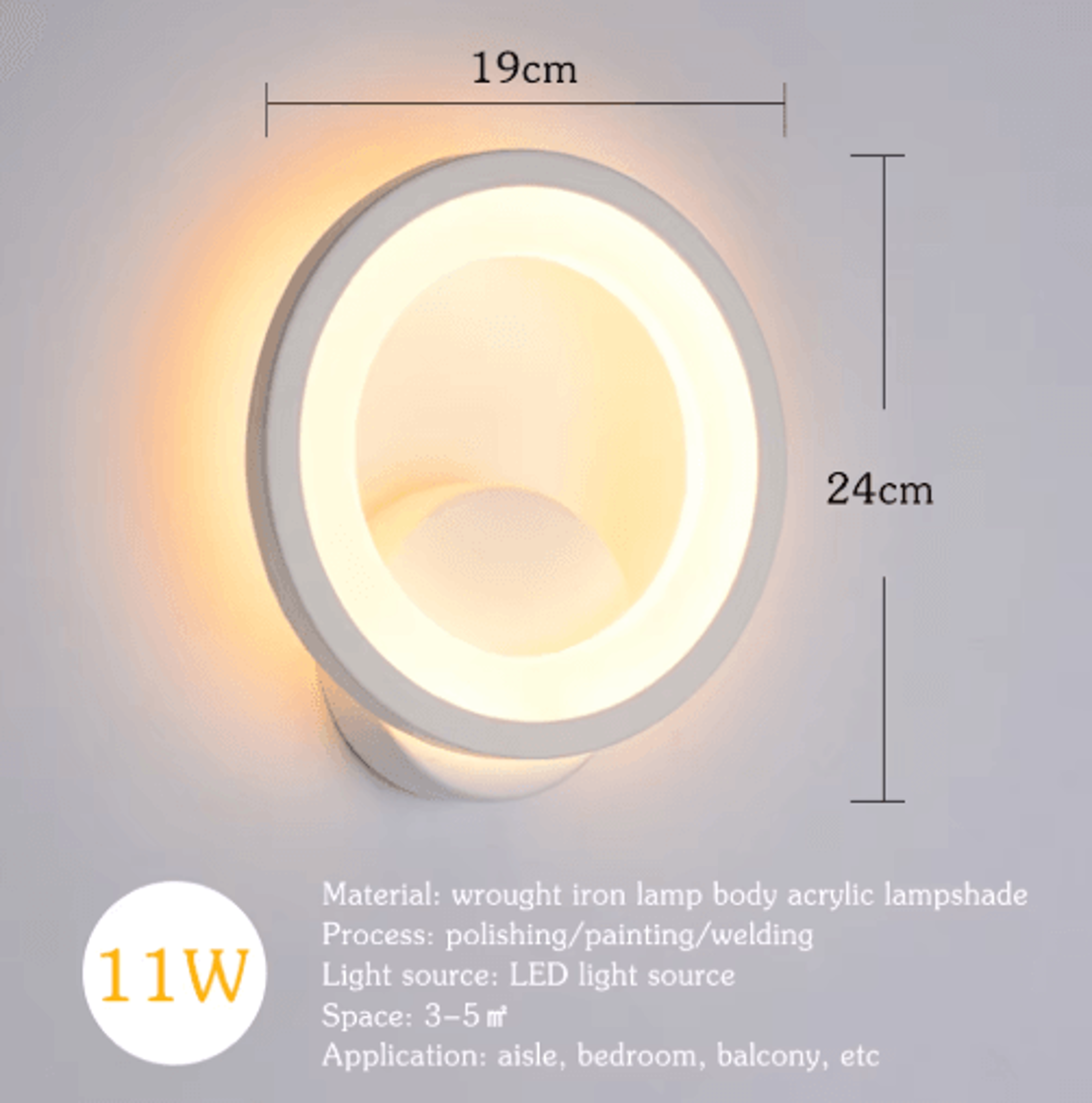 Round European Wall Sconce  Modern Decorative Wall Lamp For Bedroom  Hallway 2