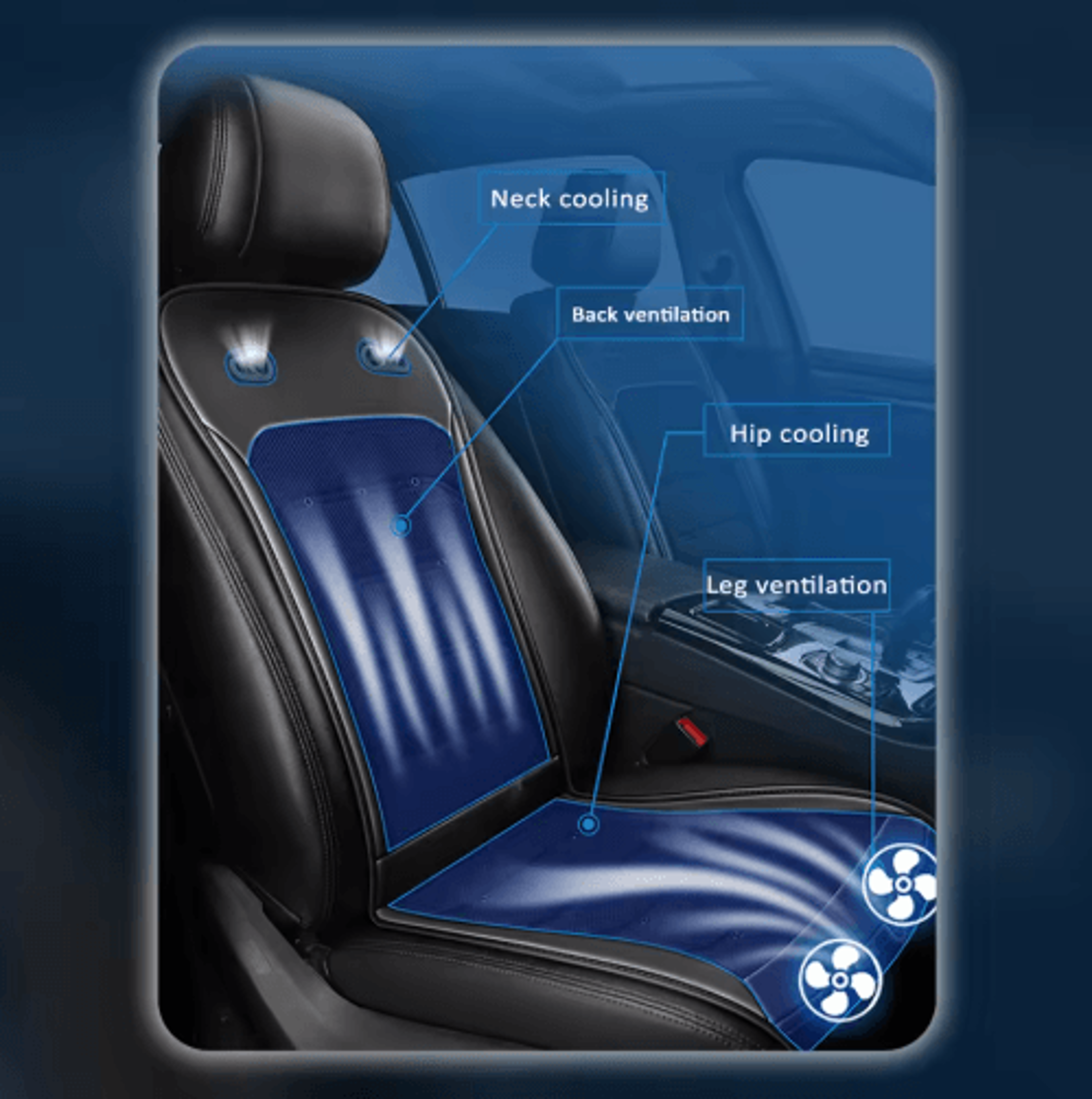 12V24V Cooling Car Seat Cushion  Ventilated Seat Cover With Intelligent Fans 1