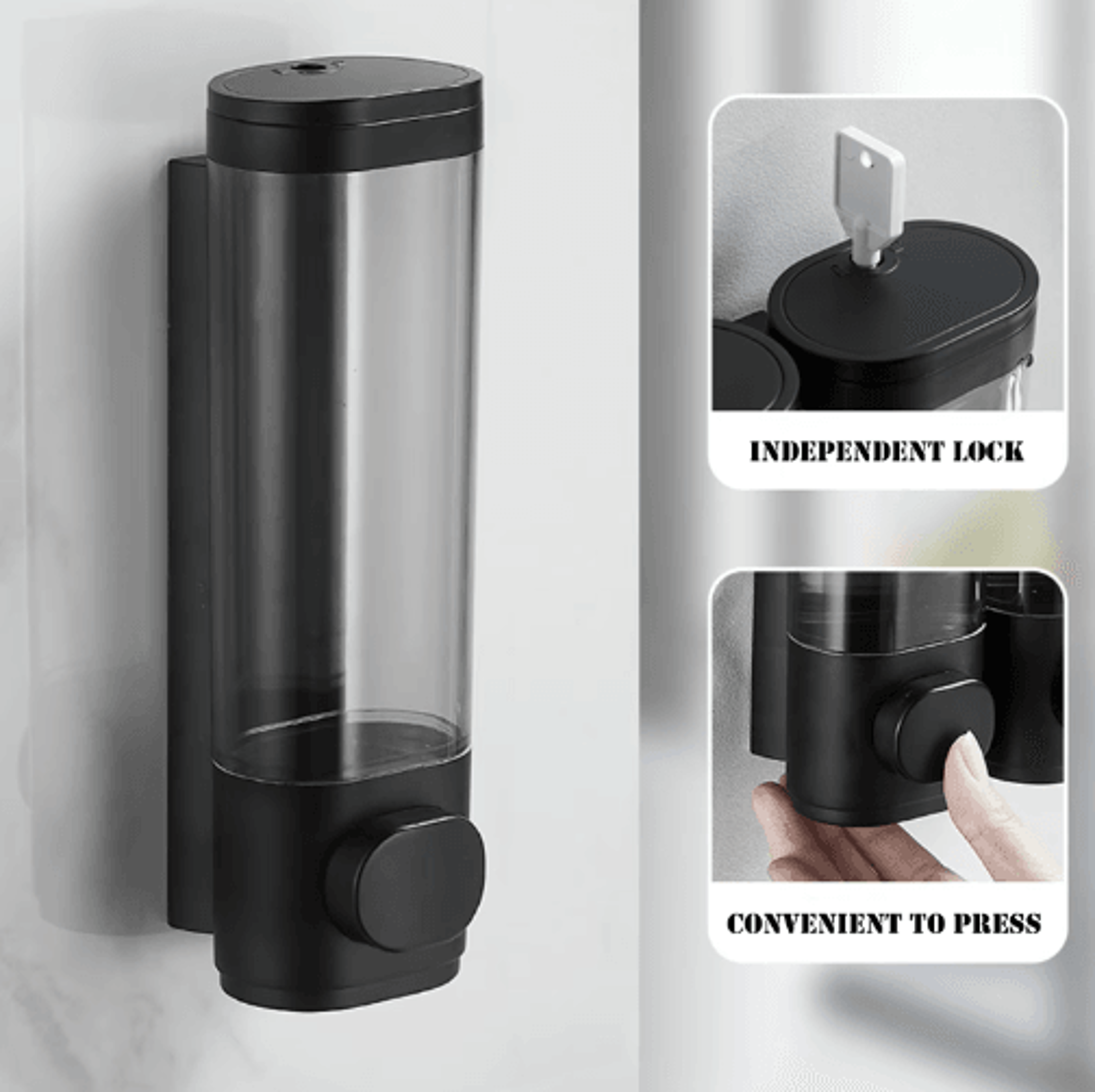 600mL Wall Mounted Soap Dispenser  Manual Press Liquid Soap  Shampoo Holder 6