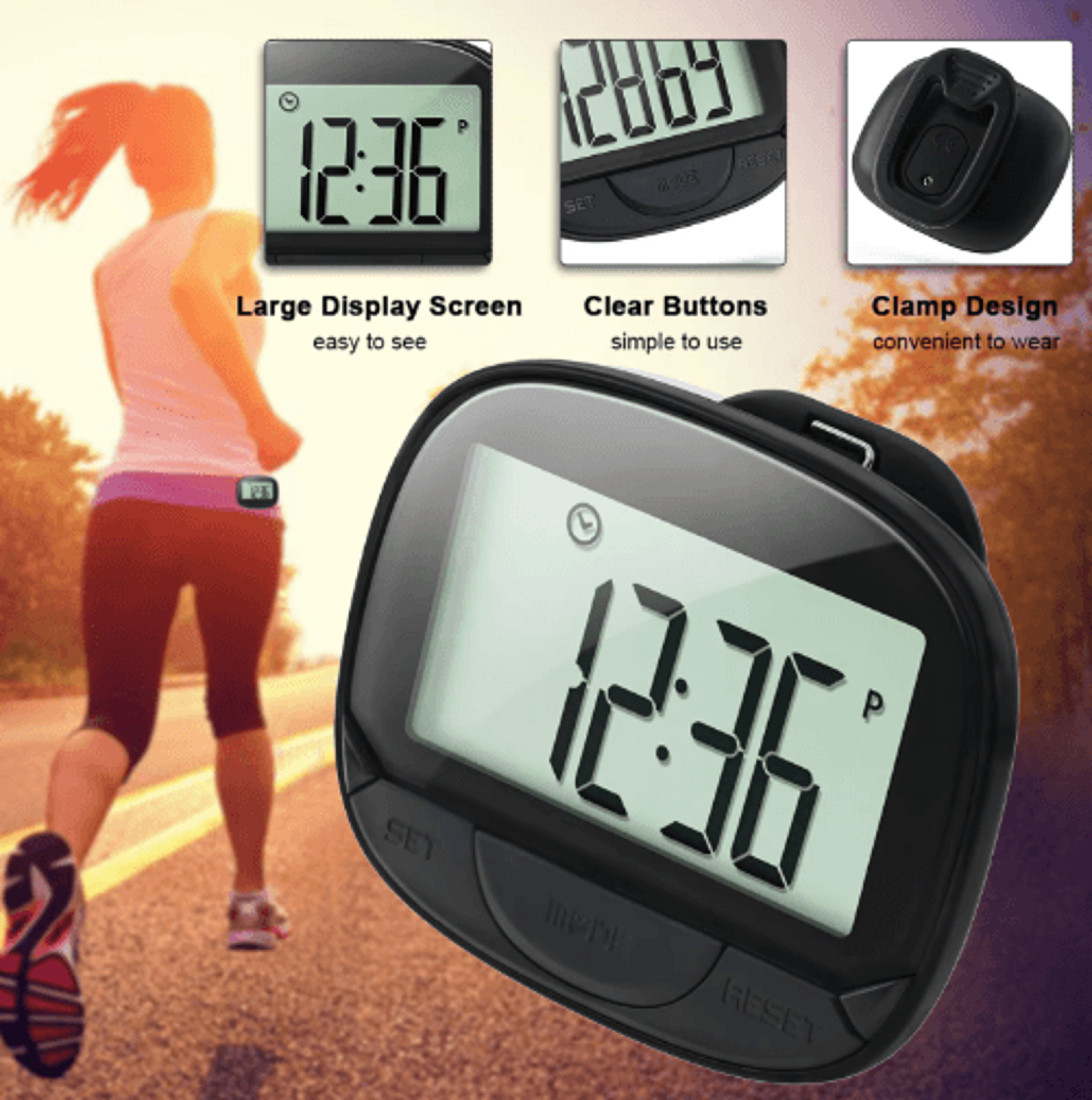 3D Digital Pedometer Step Counter  Portable Fitness Tracker With Clip 2