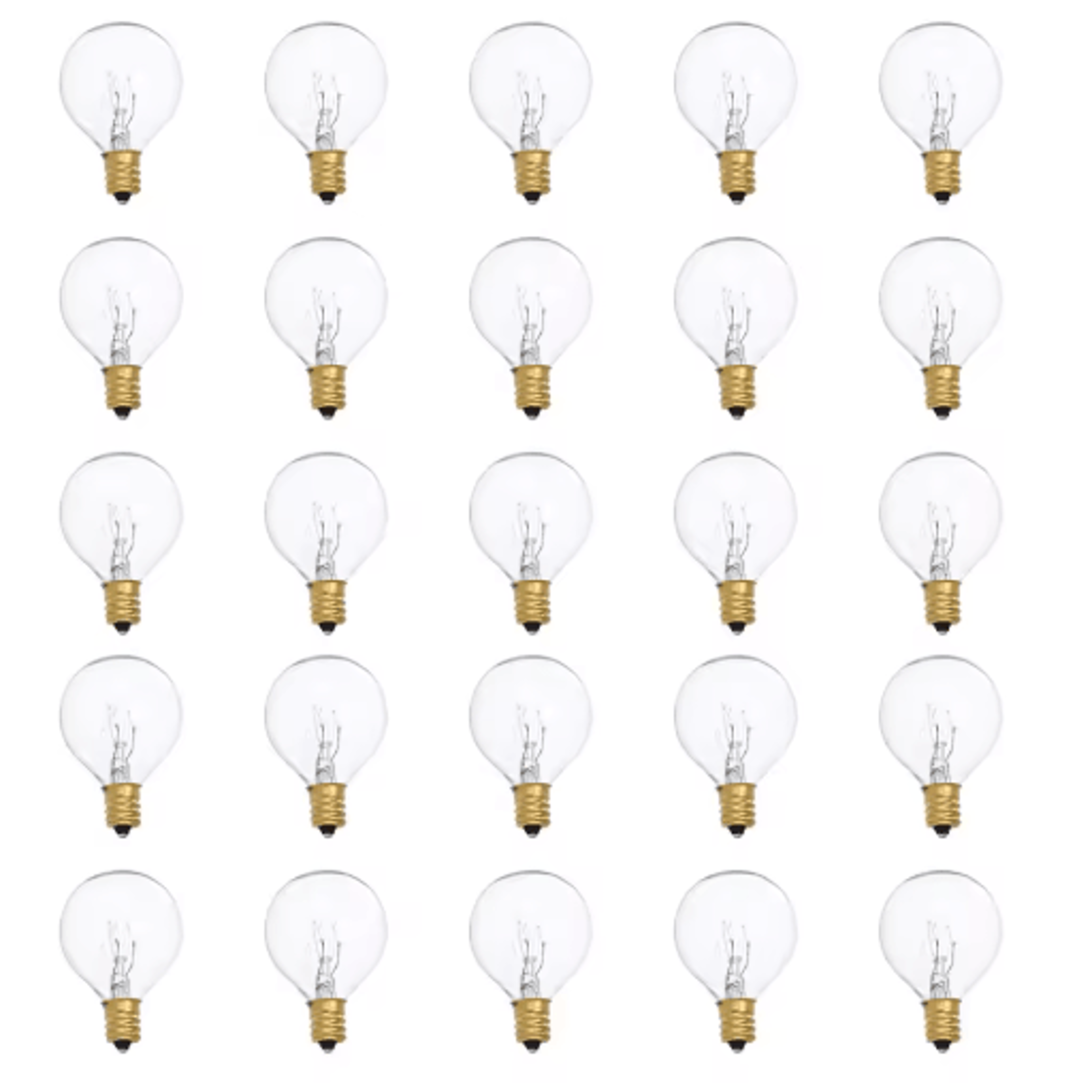 25PCS G40 Clear Globe Light Bulbs  7W E12 Tungsten Replacement Bulbs For Patio String Lights 5