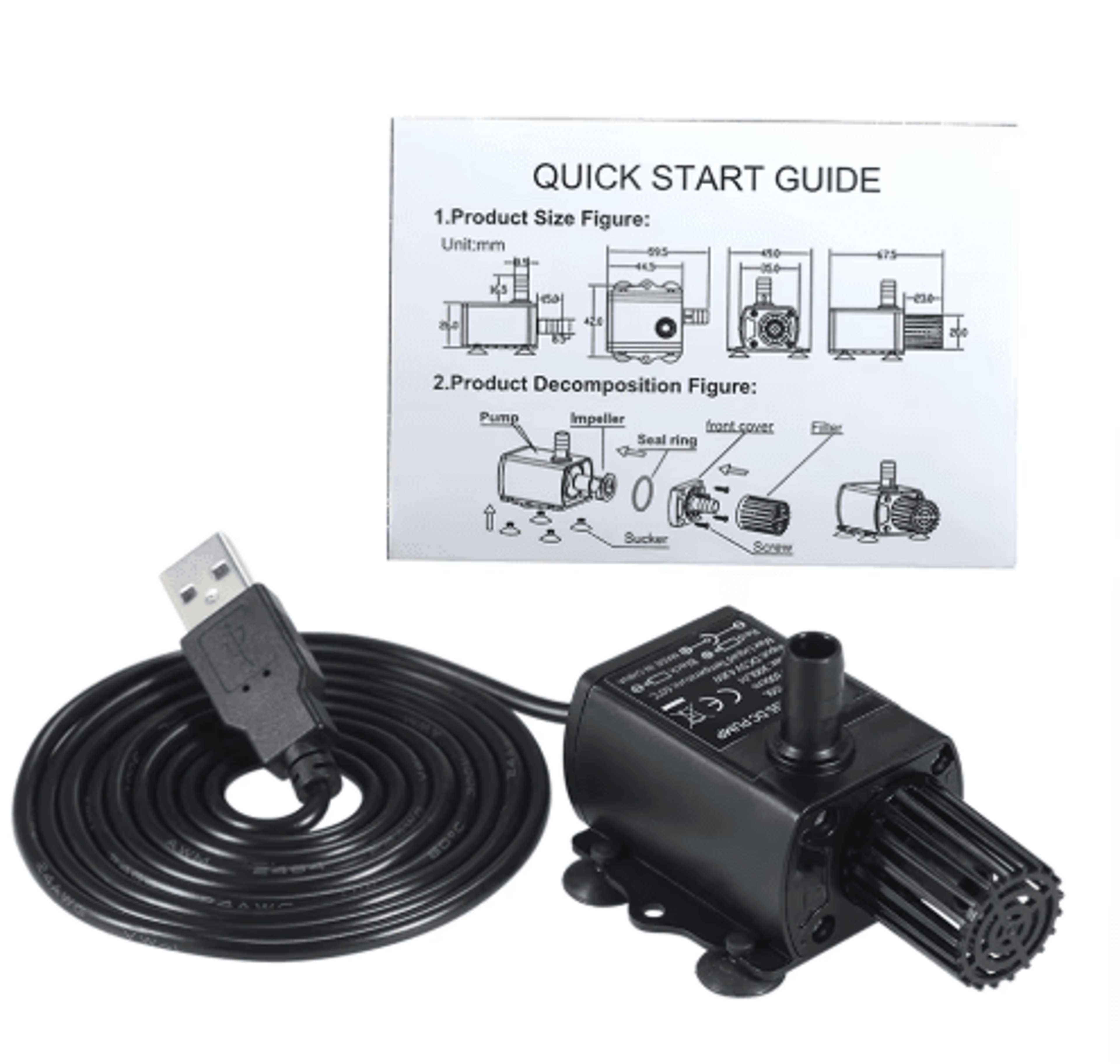 Mini USB Submersible Water Pump  UltraQuiet 5V Brushless Fountain Pump With Adjustable Flow 3