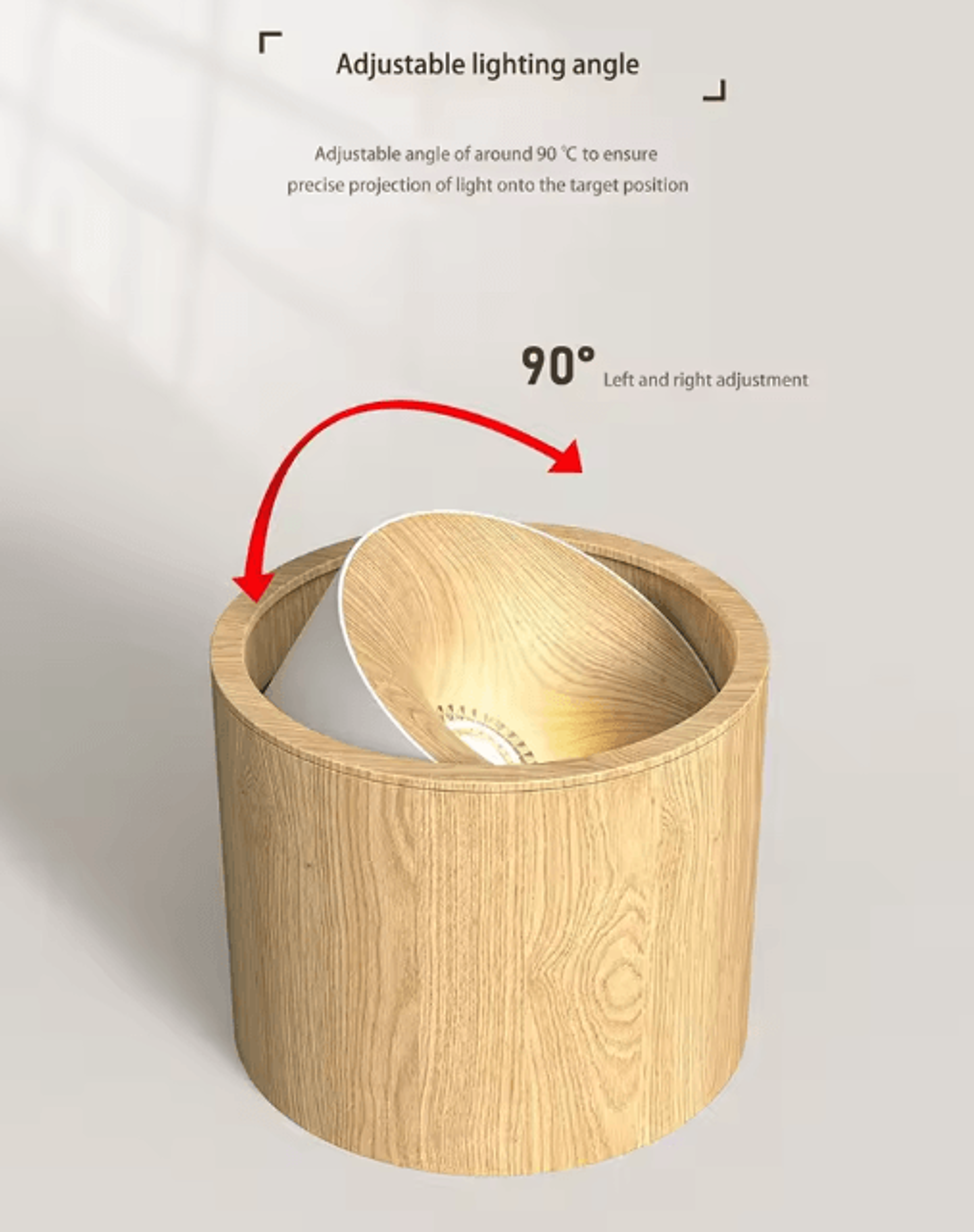 Wood Grain Adjustable Ceiling Spotlight  Rotatable Indoor Lamp For Bedroom  Hallway 6