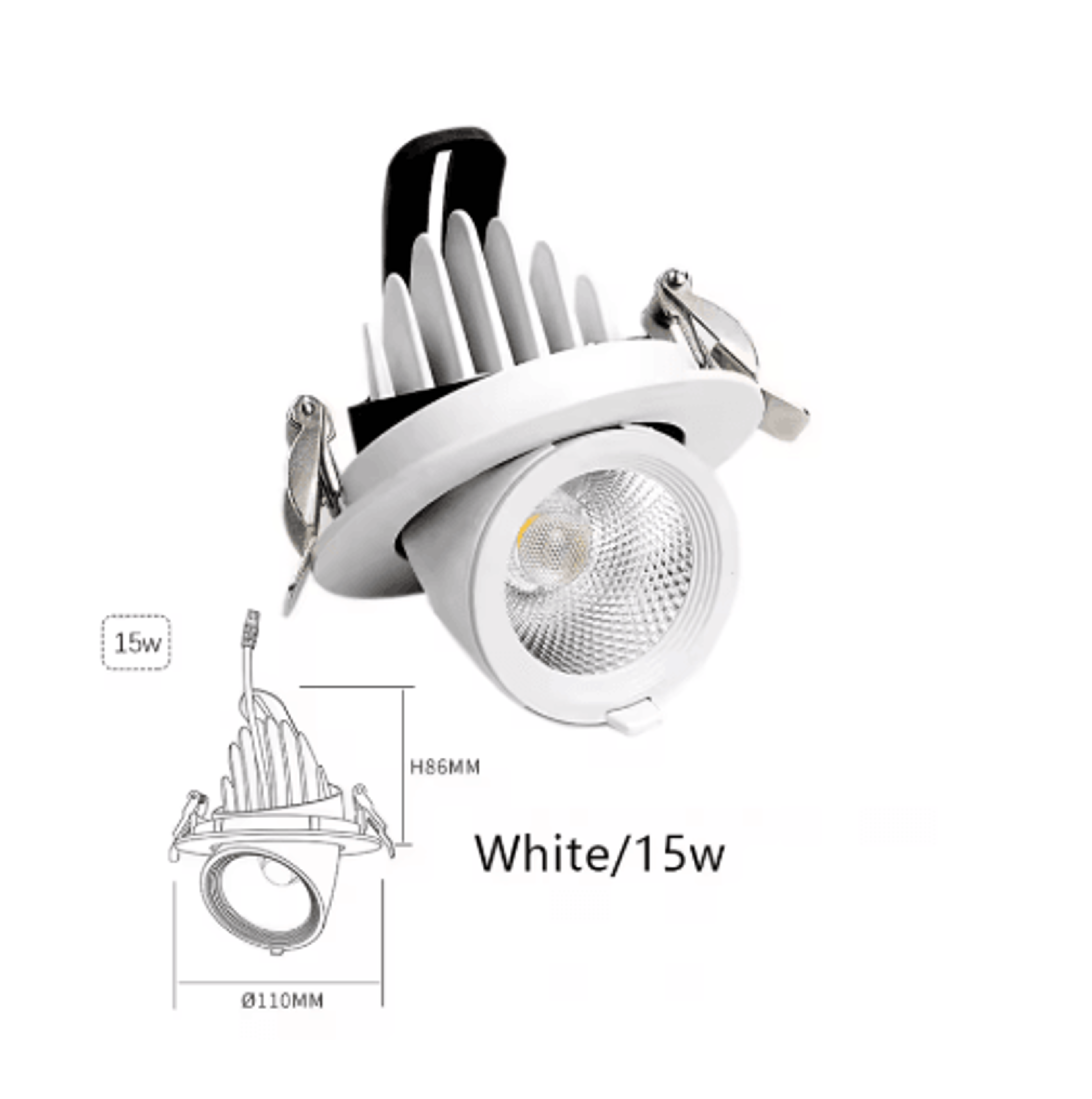 15W Adjustable COB LED Recessed Spotlight  Rotatable Ceiling Downlight For Home  Shop 3