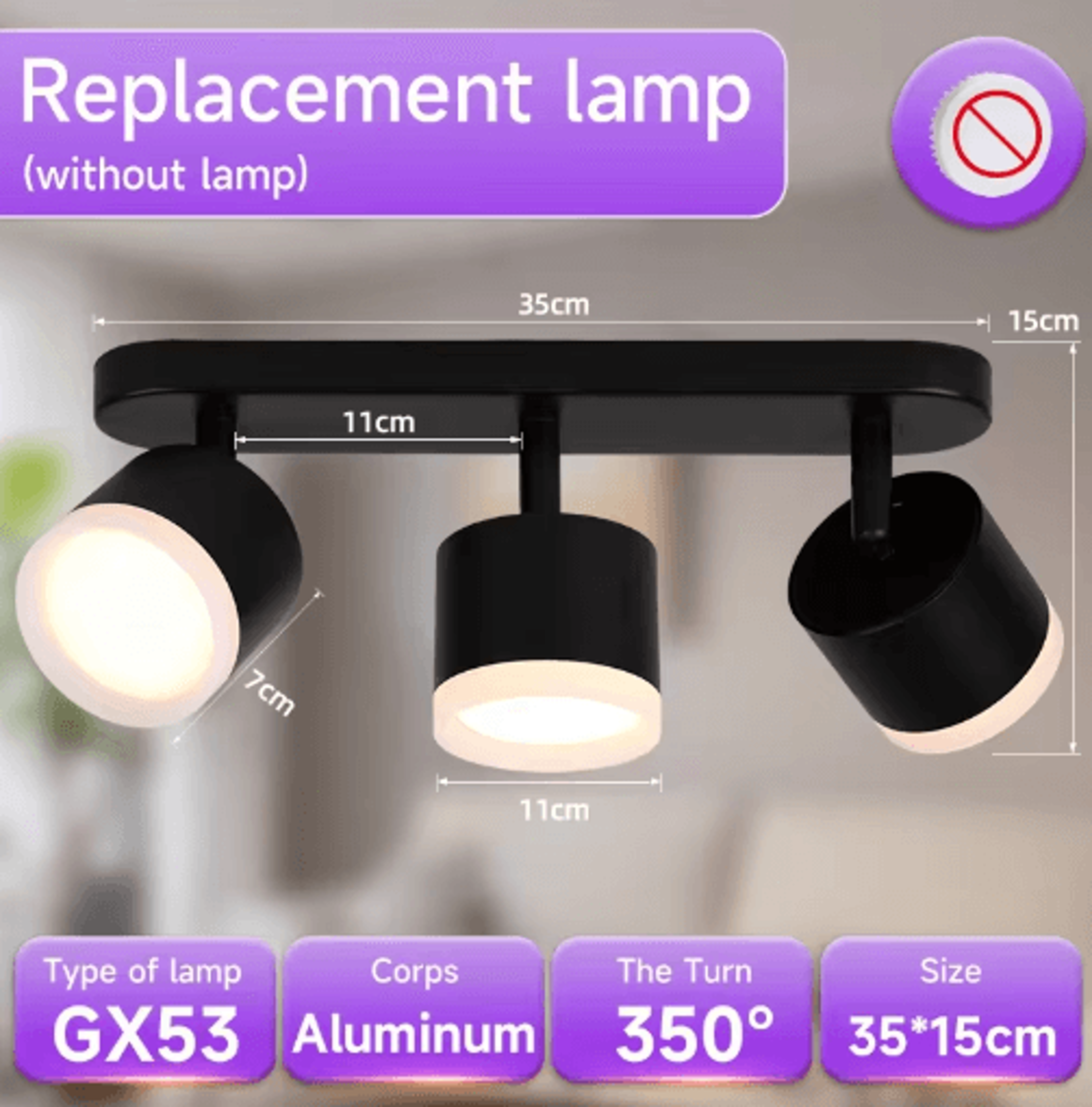 GX53 LED Ceiling Spotlight  220V Replaceable Bulb Lamp For Dining Room  Porch 3