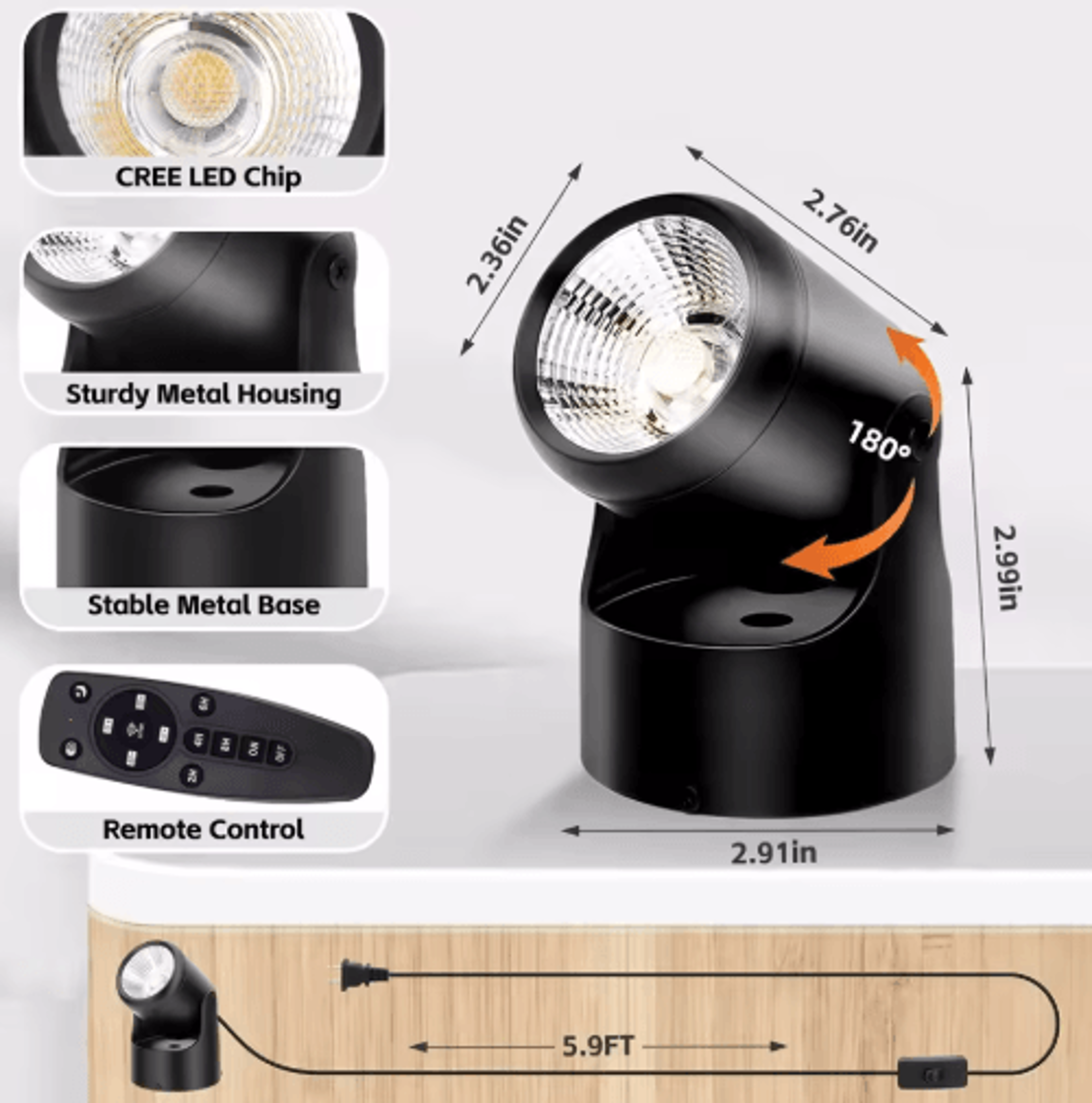 10W LED Indoor Spotlight  Remote Control Dimmable Accent Light For Plants  Artwork 8
