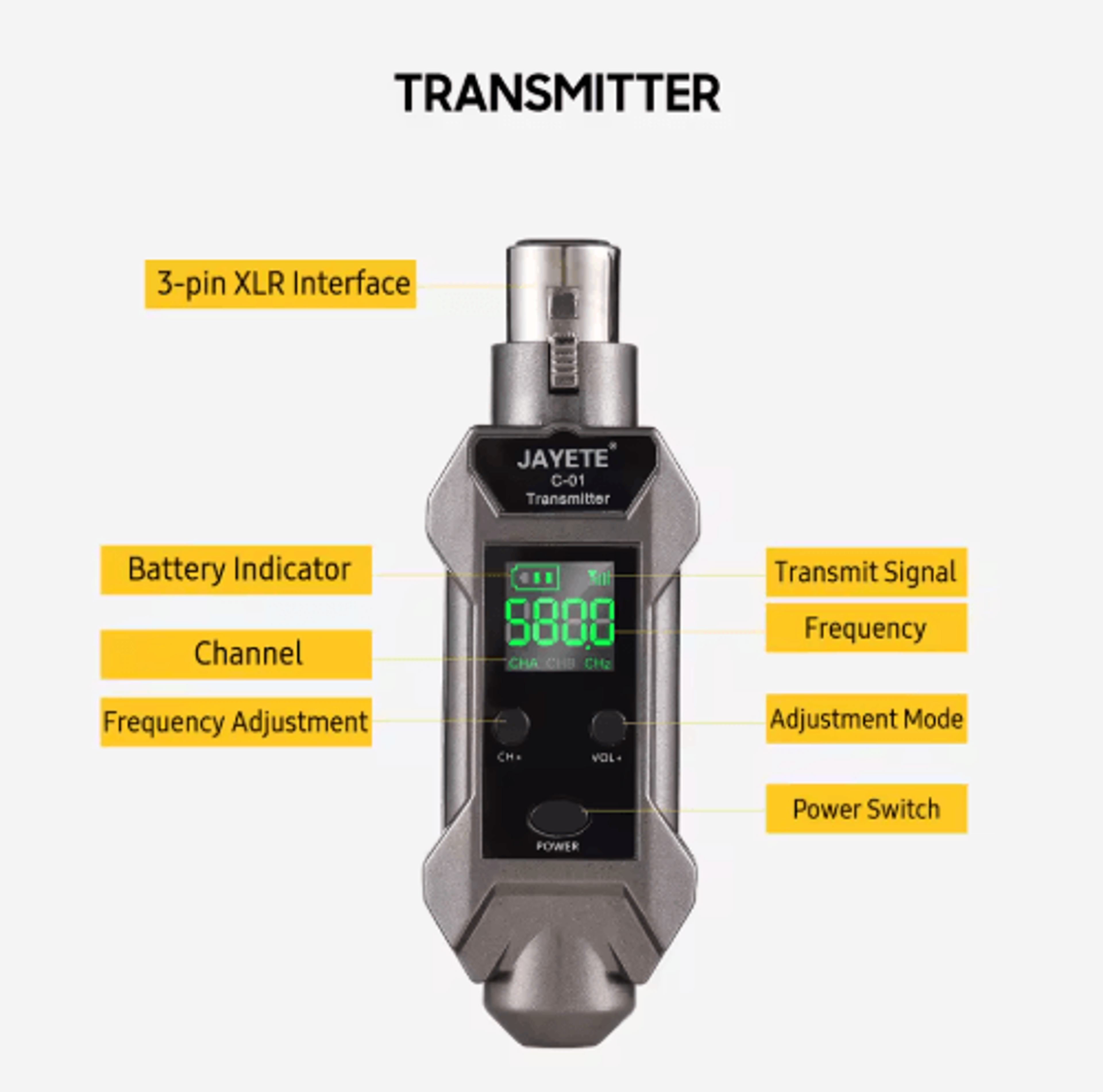 Wireless Microphone Converter System  UHF Transmitter  Receiver 571598MHz 5