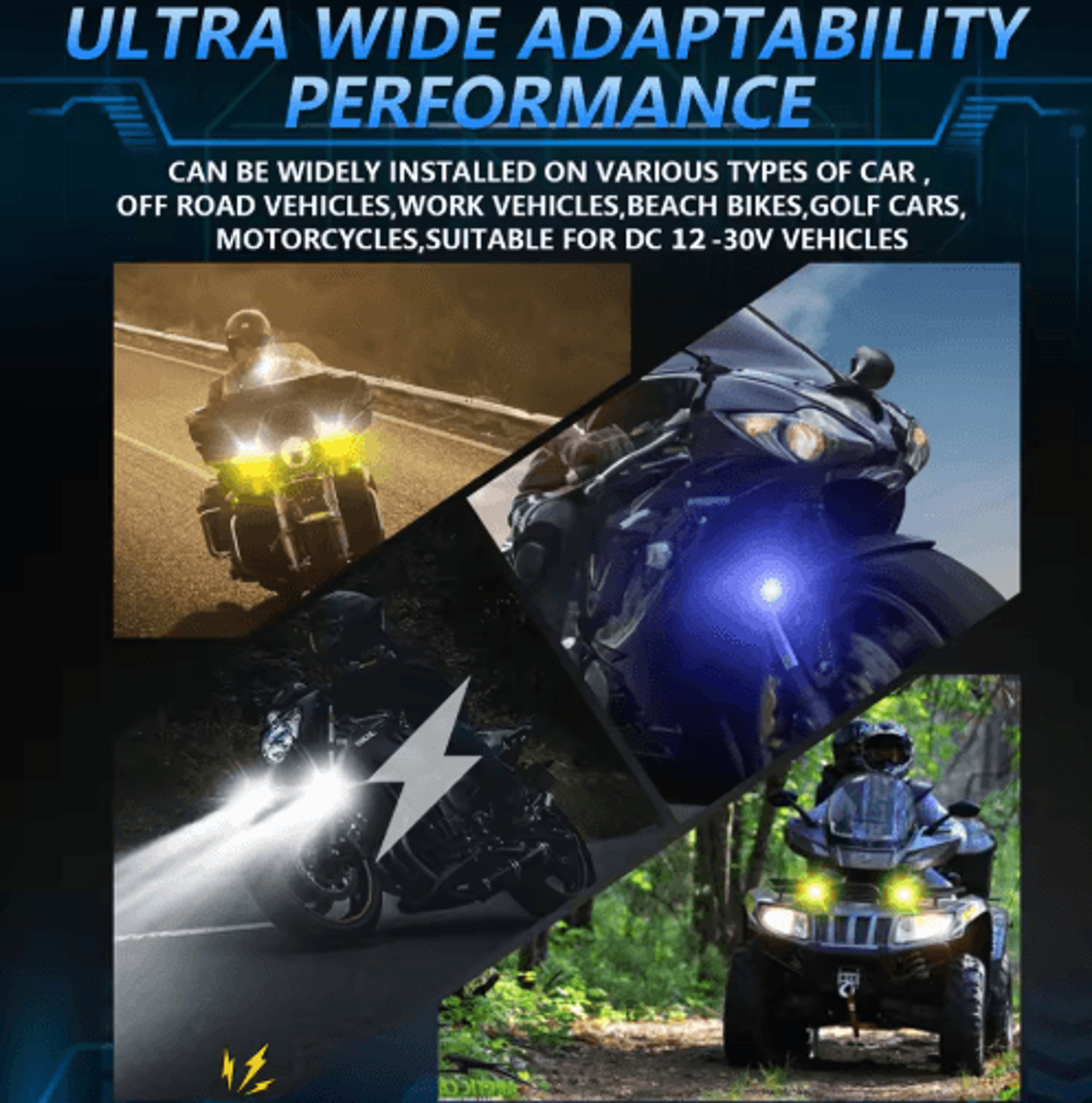 120W Motorcycle LED Fog Lights  18000LM Auxiliary Driving Lights With 6 Modes 5