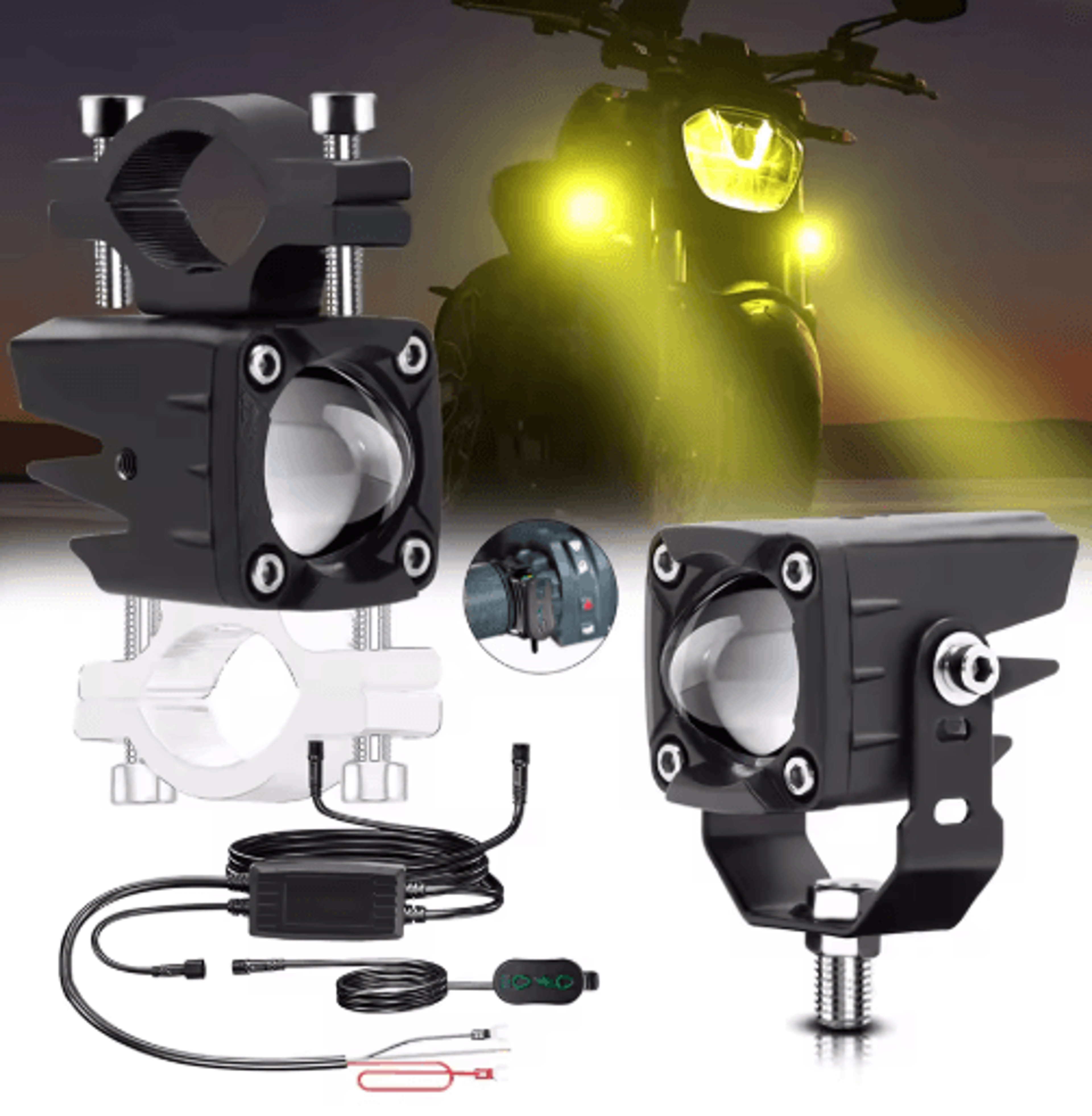 120W Motorcycle LED Fog Lights  18000LM Auxiliary Driving Lights With 6 Modes 6