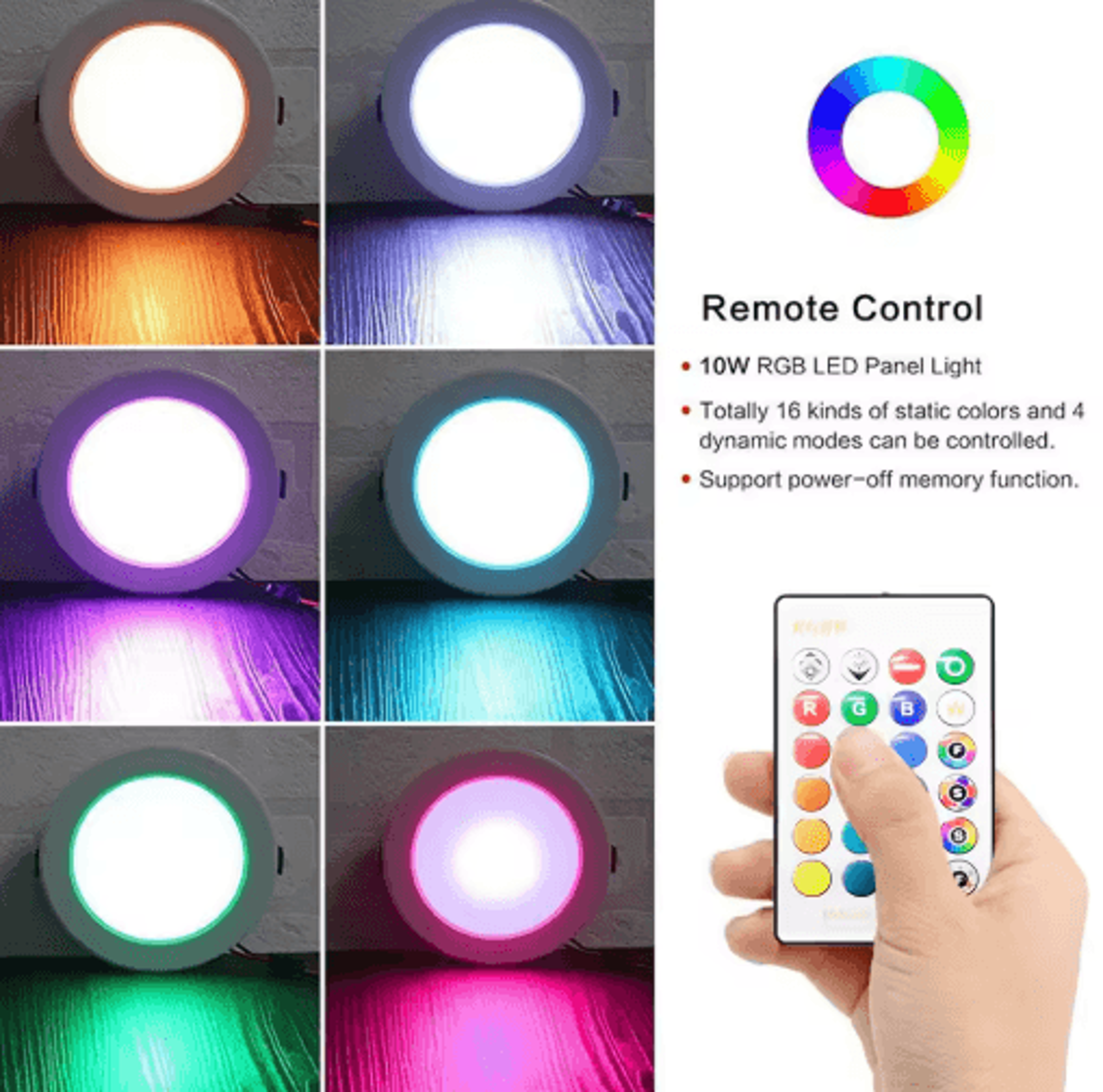 12W RGBW LED Recessed Downlight  16Color Dimmable Ceiling Light With IR Remote 3