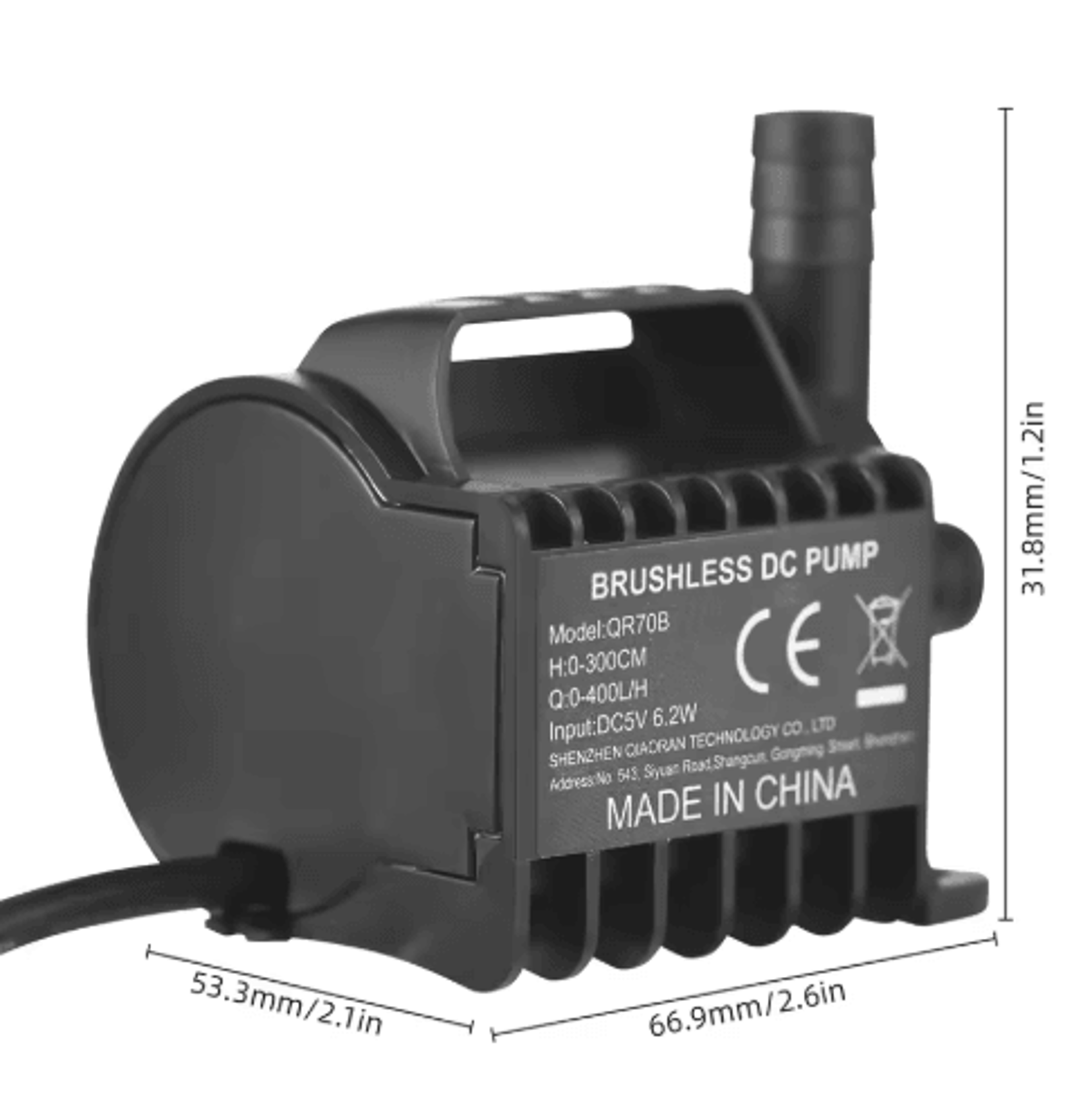 400LH USB Submersible Water Pump  Mini Fountain Pump With 98ft Lift 2