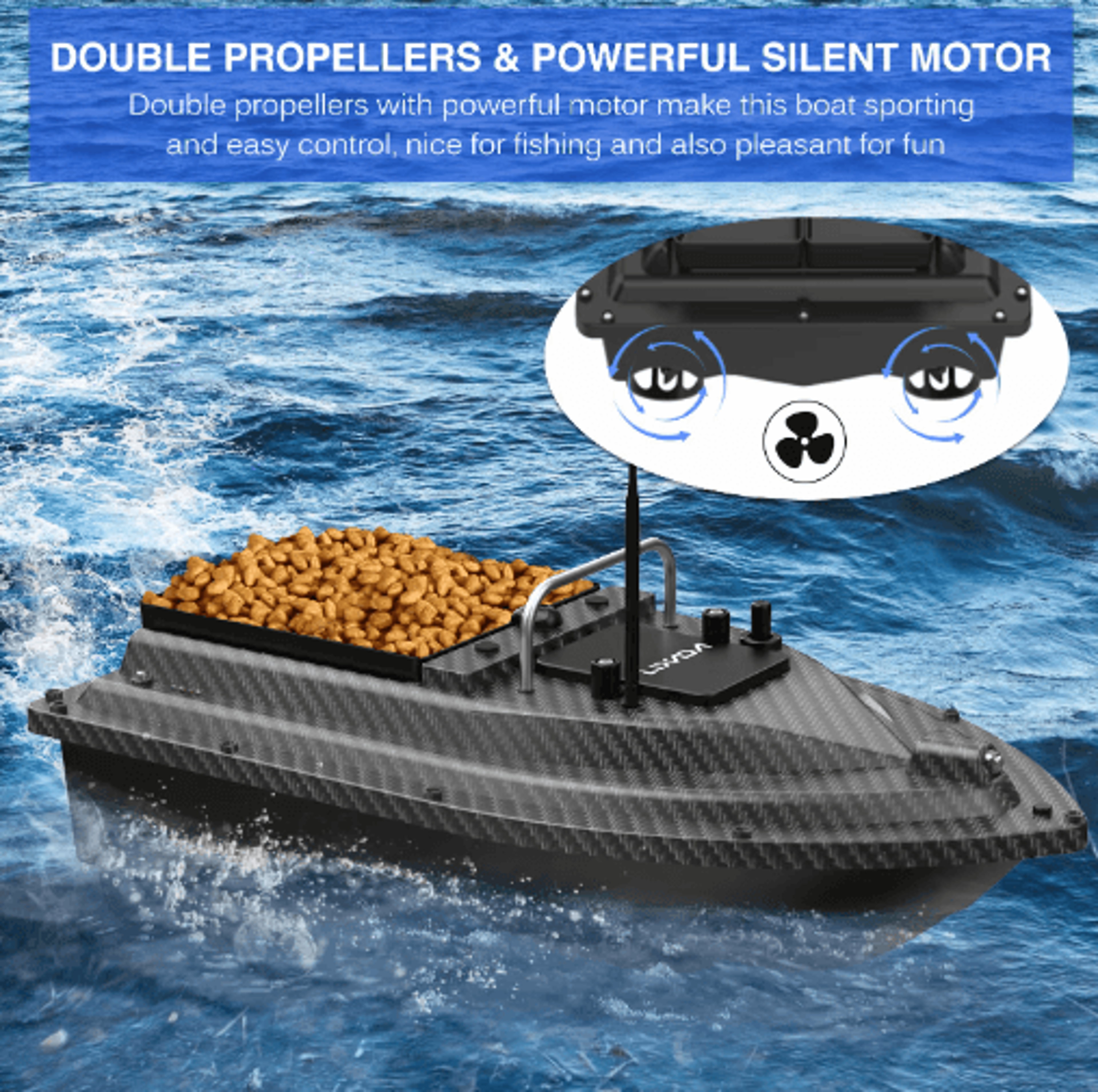GPS Fishing Bait Boat  Remote Control Bait Delivery Boat With Large Container 8