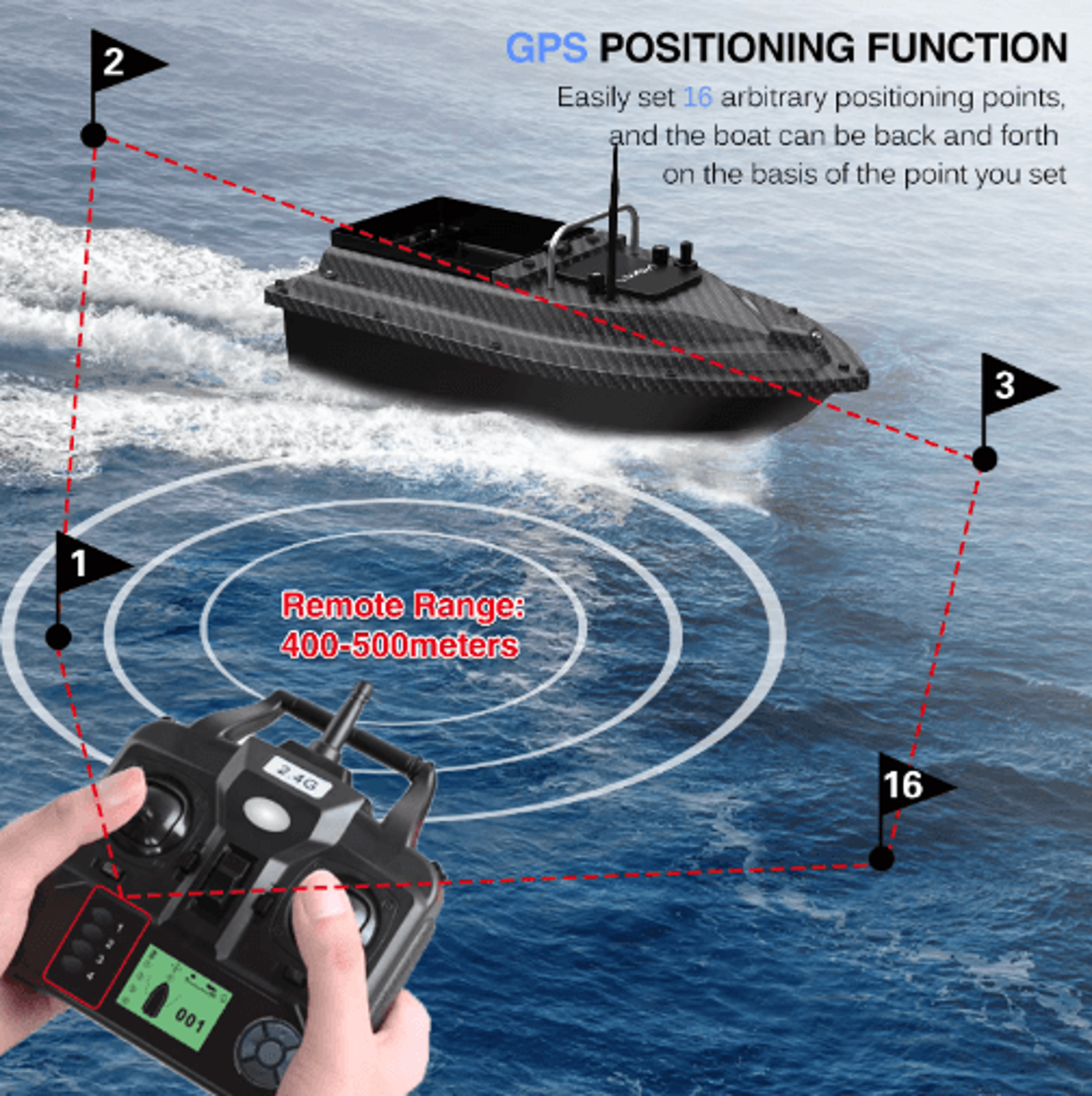 GPS Fishing Bait Boat  Remote Control Bait Delivery Boat With Large Container 10
