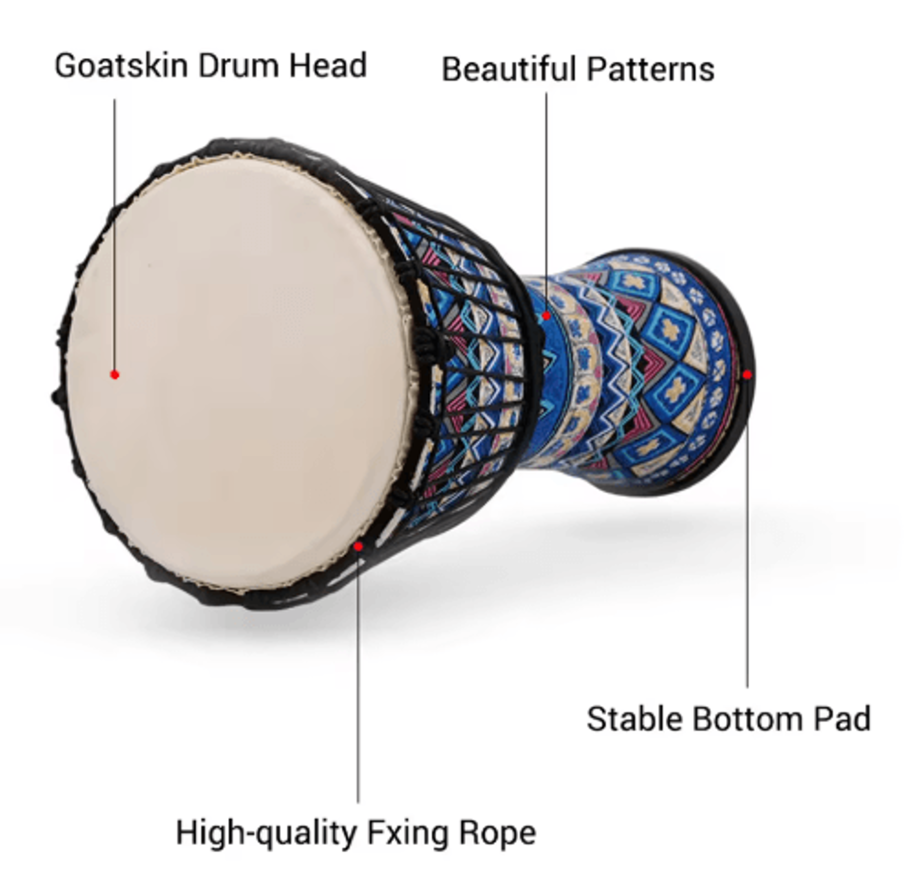 8Inch African Djembe Hand Drum  Portable Percussion Instrument With Colorful Patterns 5