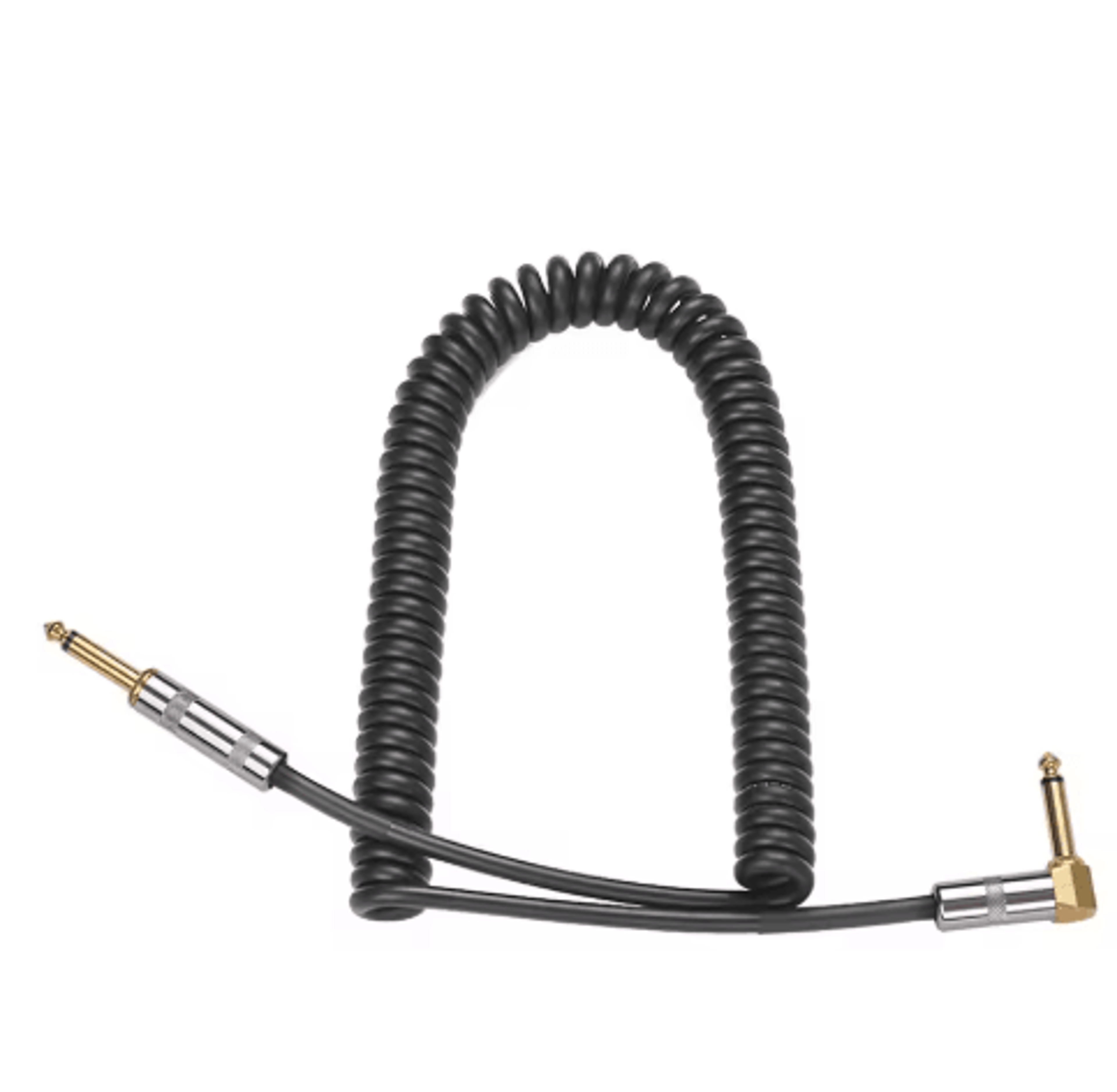 Coiled Guitar Instrument Cable  14Inch Straight To RightAngle GoldPlated TS Cord 5