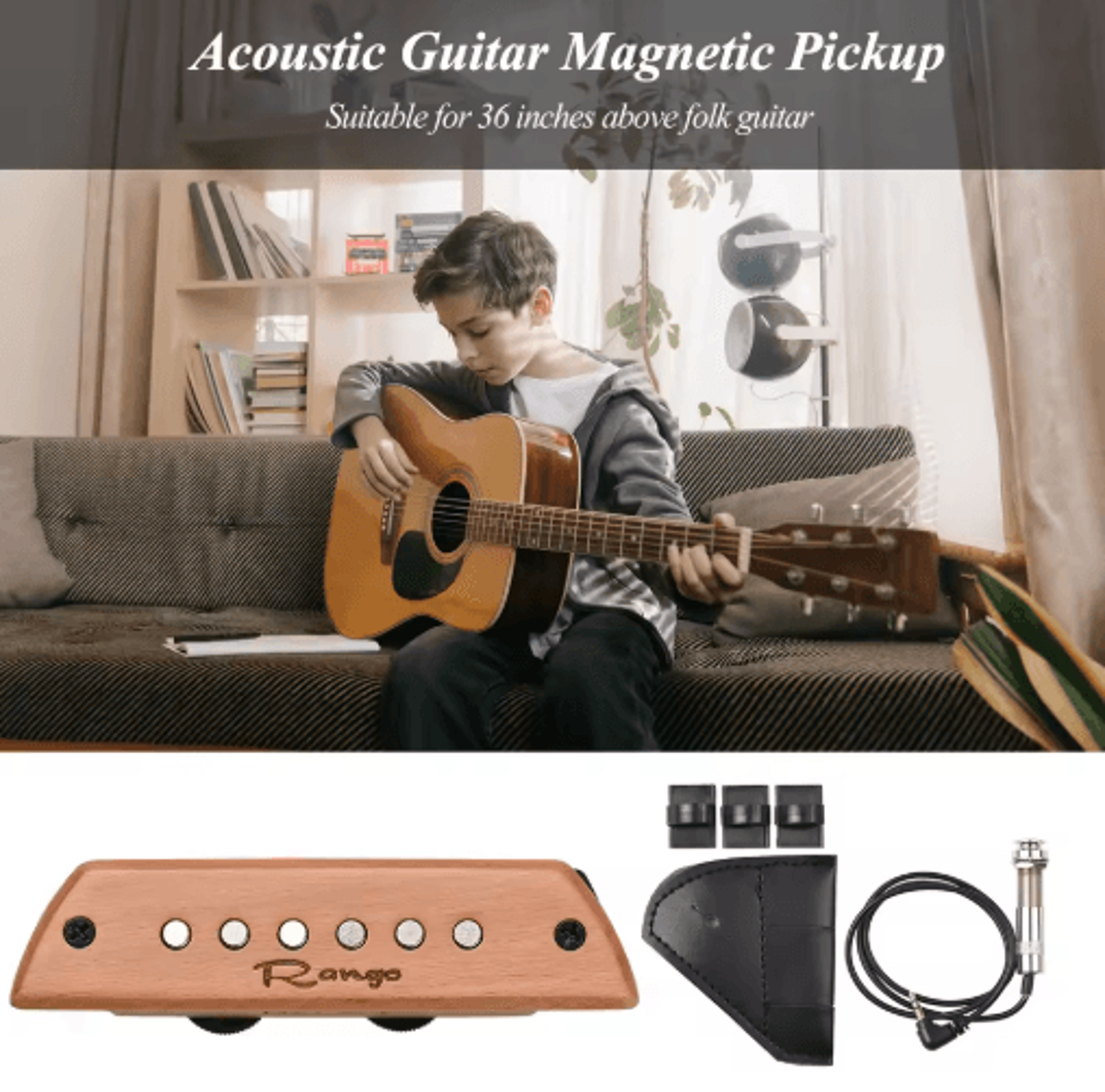 RGS3 Acoustic Guitar Magnetic Pickup  Beech Wood Passive Soundhole Pickup 0