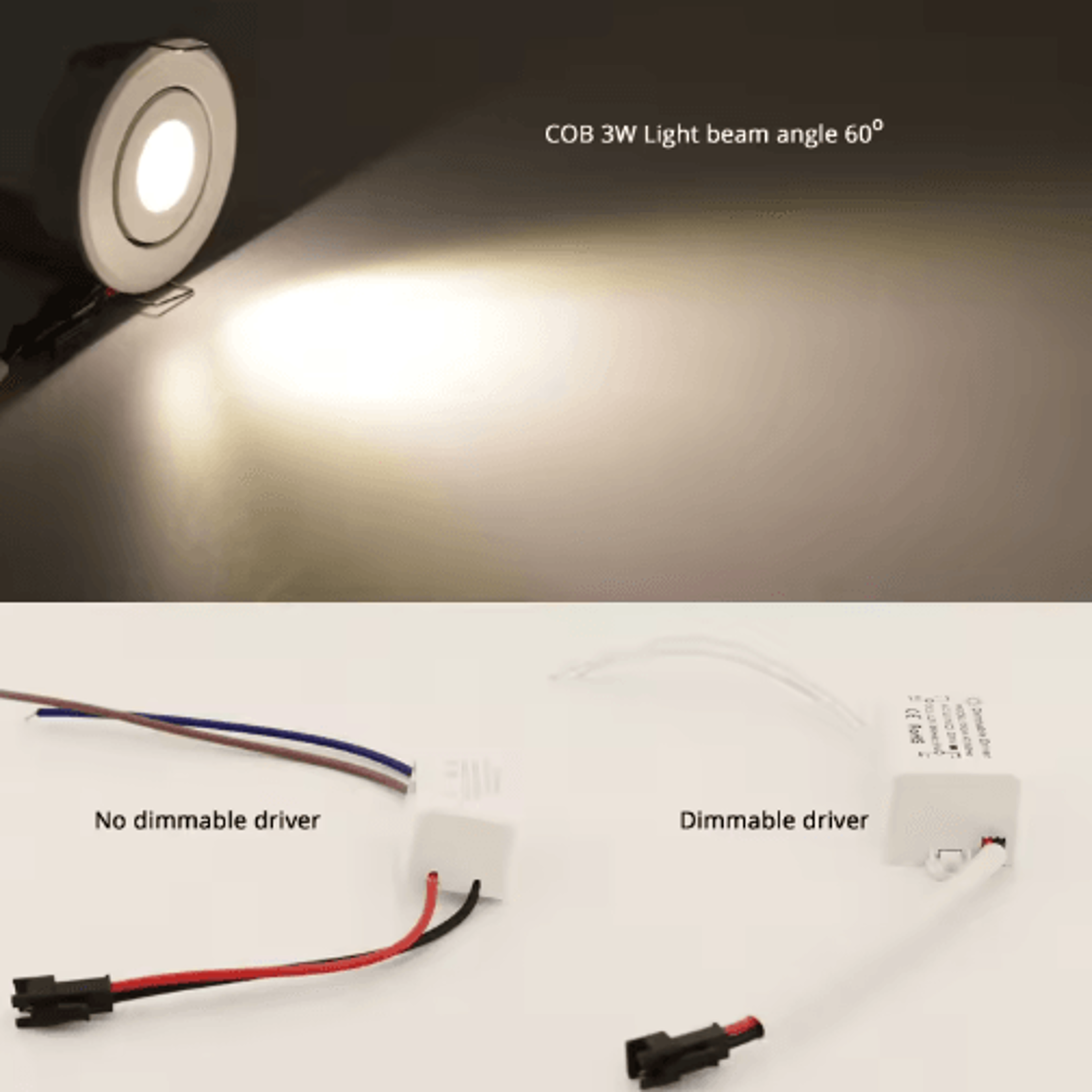 3W Mini COB LED Downlight  Dimmable Recessed Ceiling And Cabinet Spotlight 0