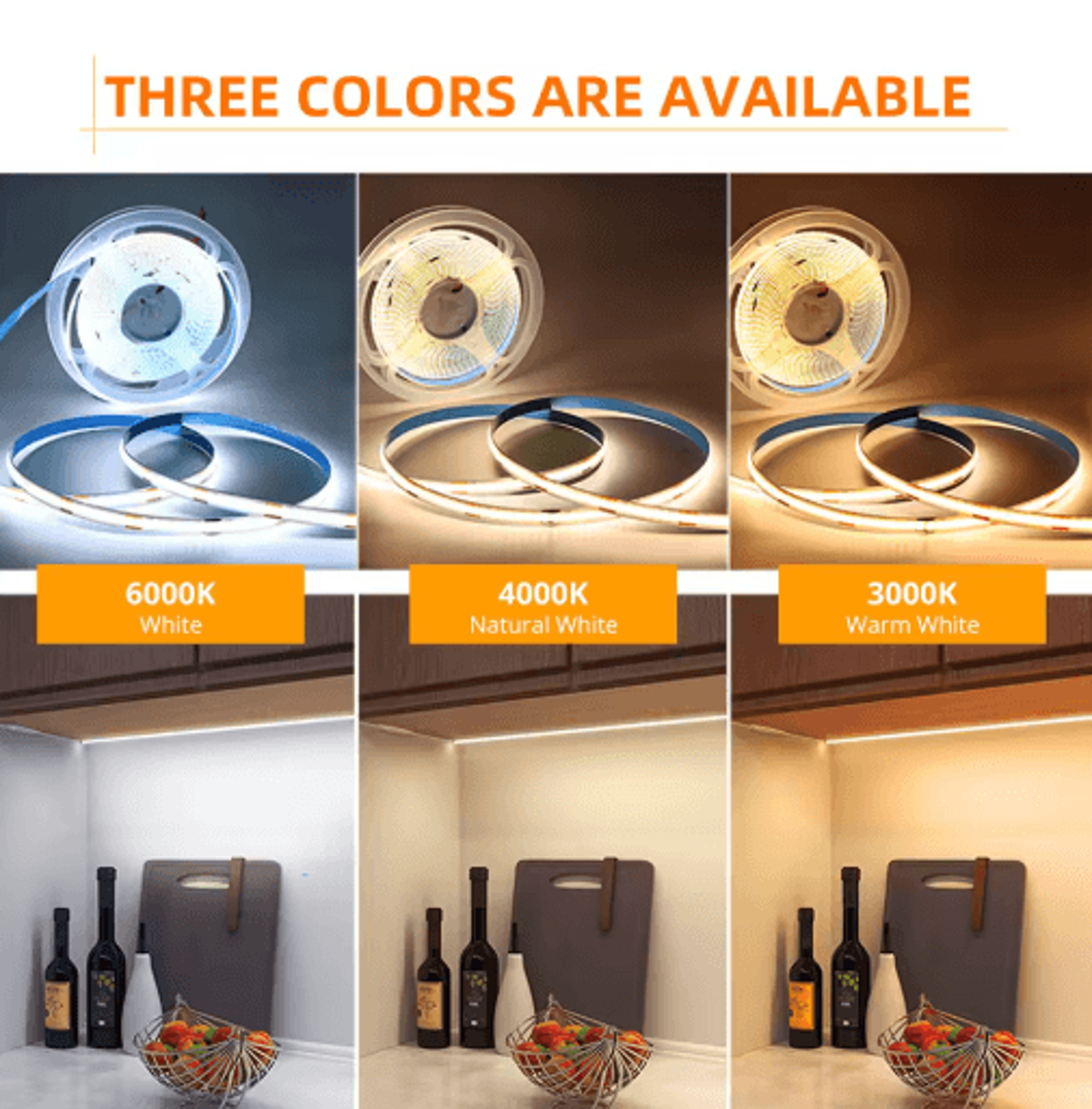 12V COB LED Strip Light  320 LEDsm Cabinet Lighting With Sensor And Dimmer Options 11