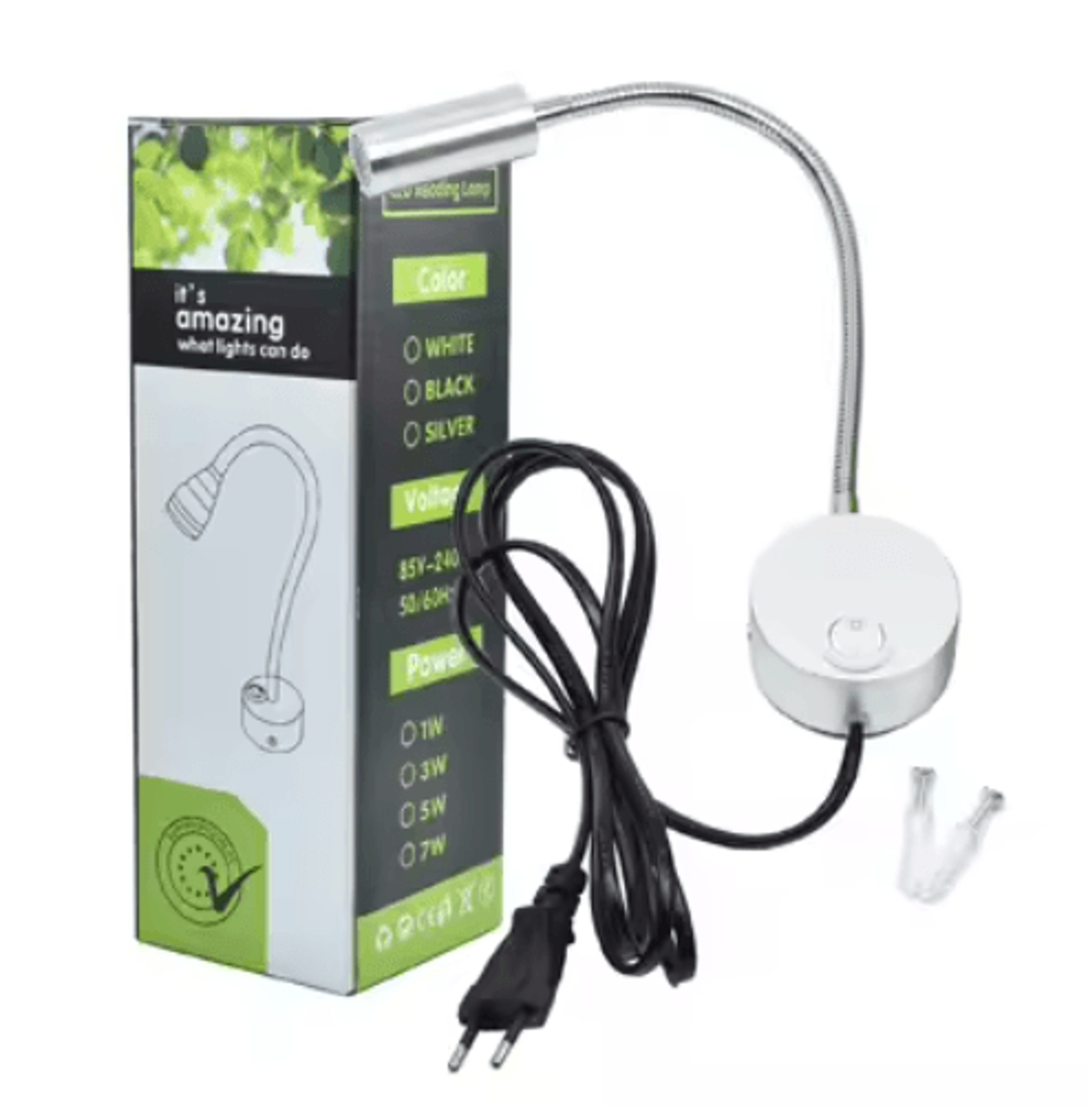 3W LED Wall Reading Lamp  Modern Bedside Light With EU Or US Plug 2