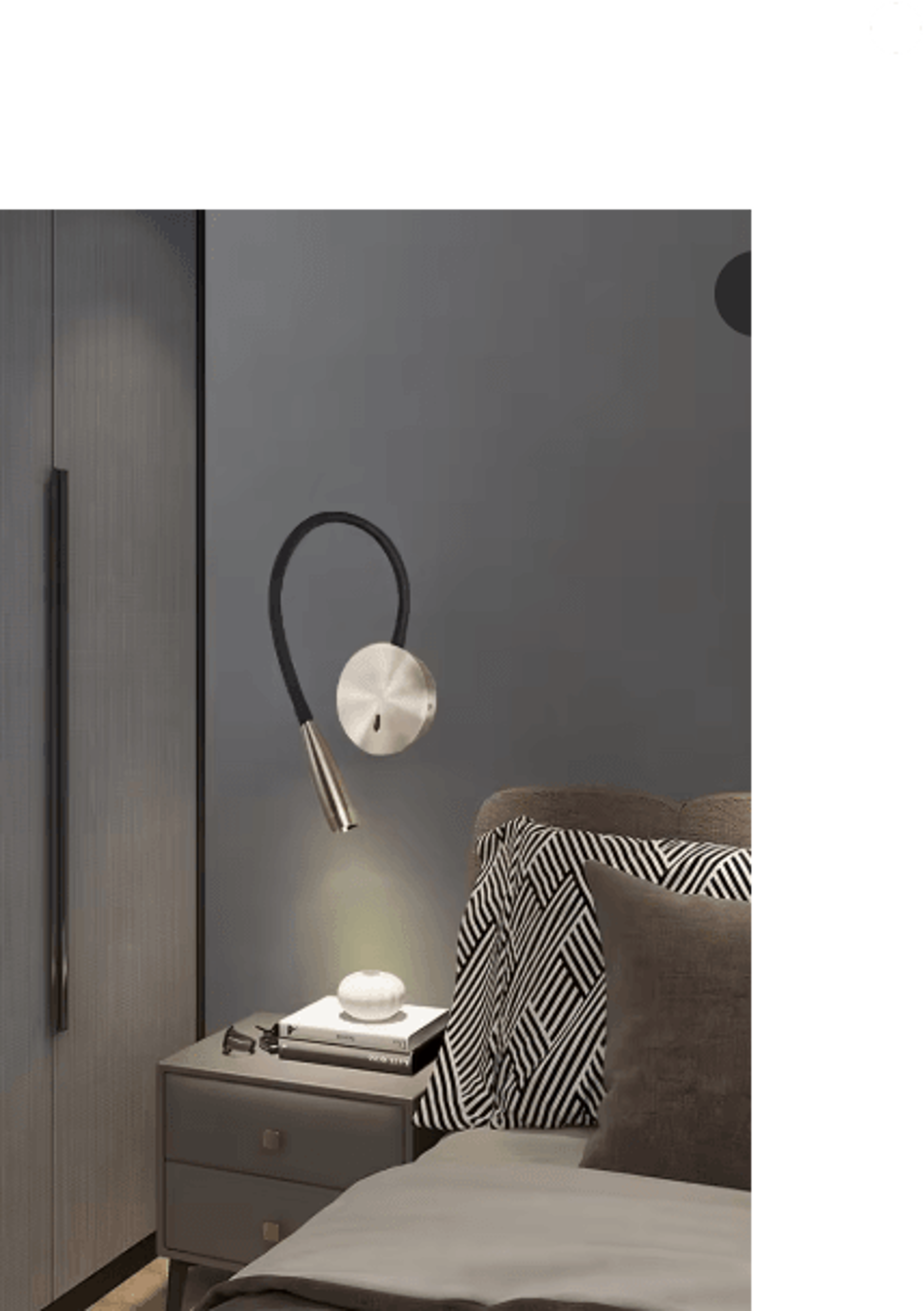 3W Modern LED Wall Reading Lamp  Flexible Arm Bedside Sconce 3000K 2