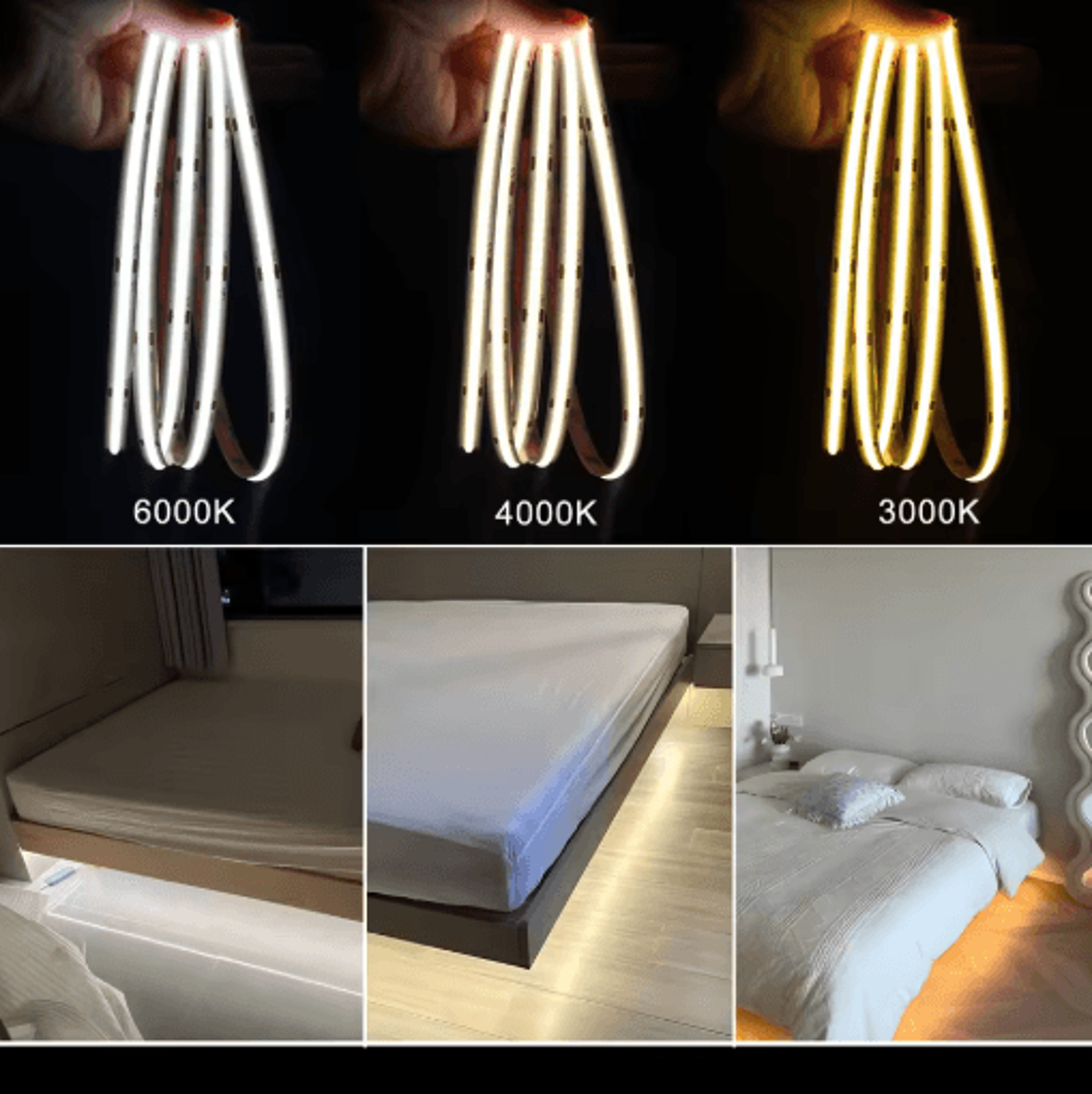 PIR Motion Sensor LED Strip Light Kit  Dimmable UnderBed And Stair Lighting 7