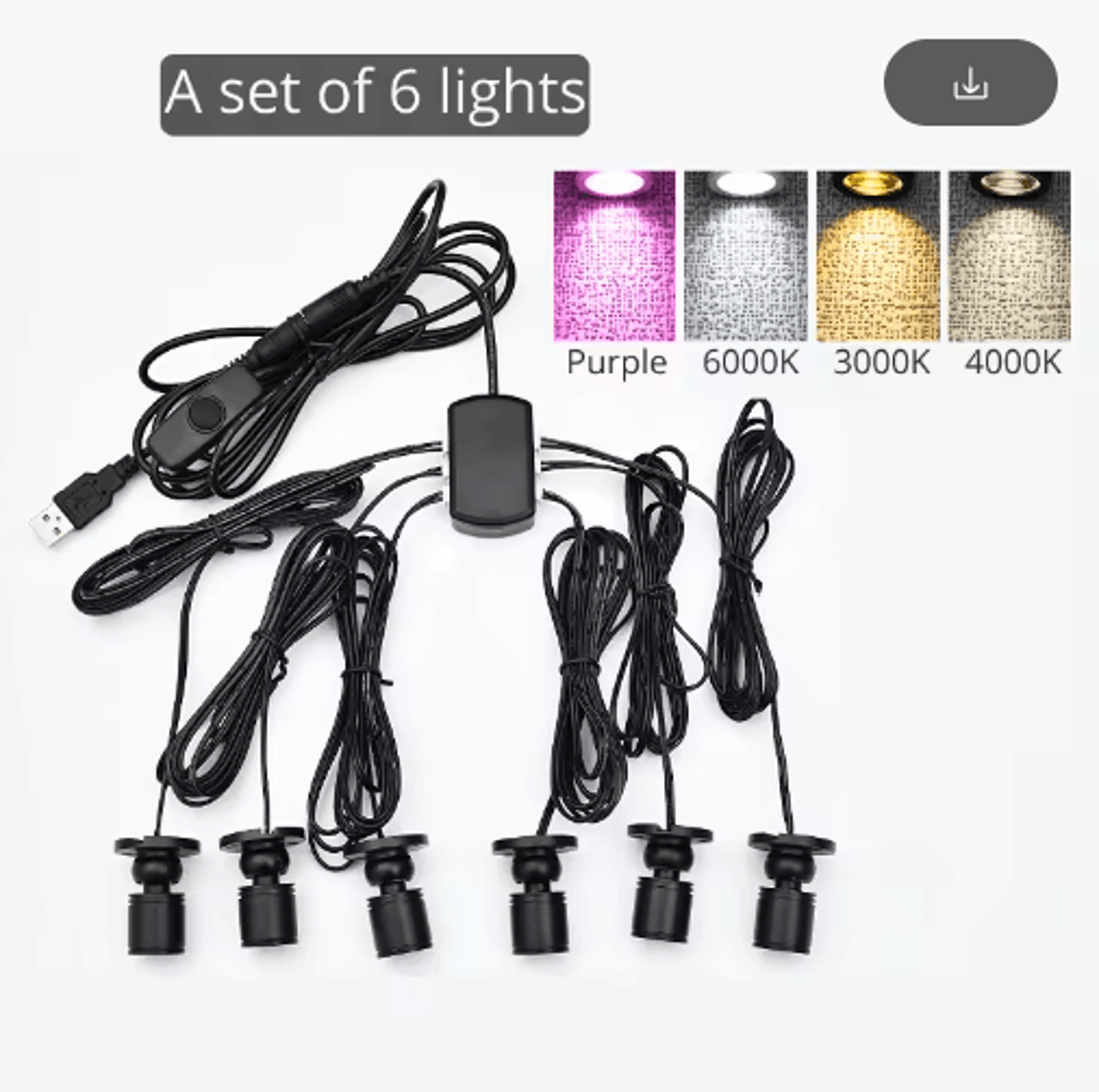 10Pack 5V USB Mini LED Spotlights  1W Adjustable UnderCabinet Display Lights 12