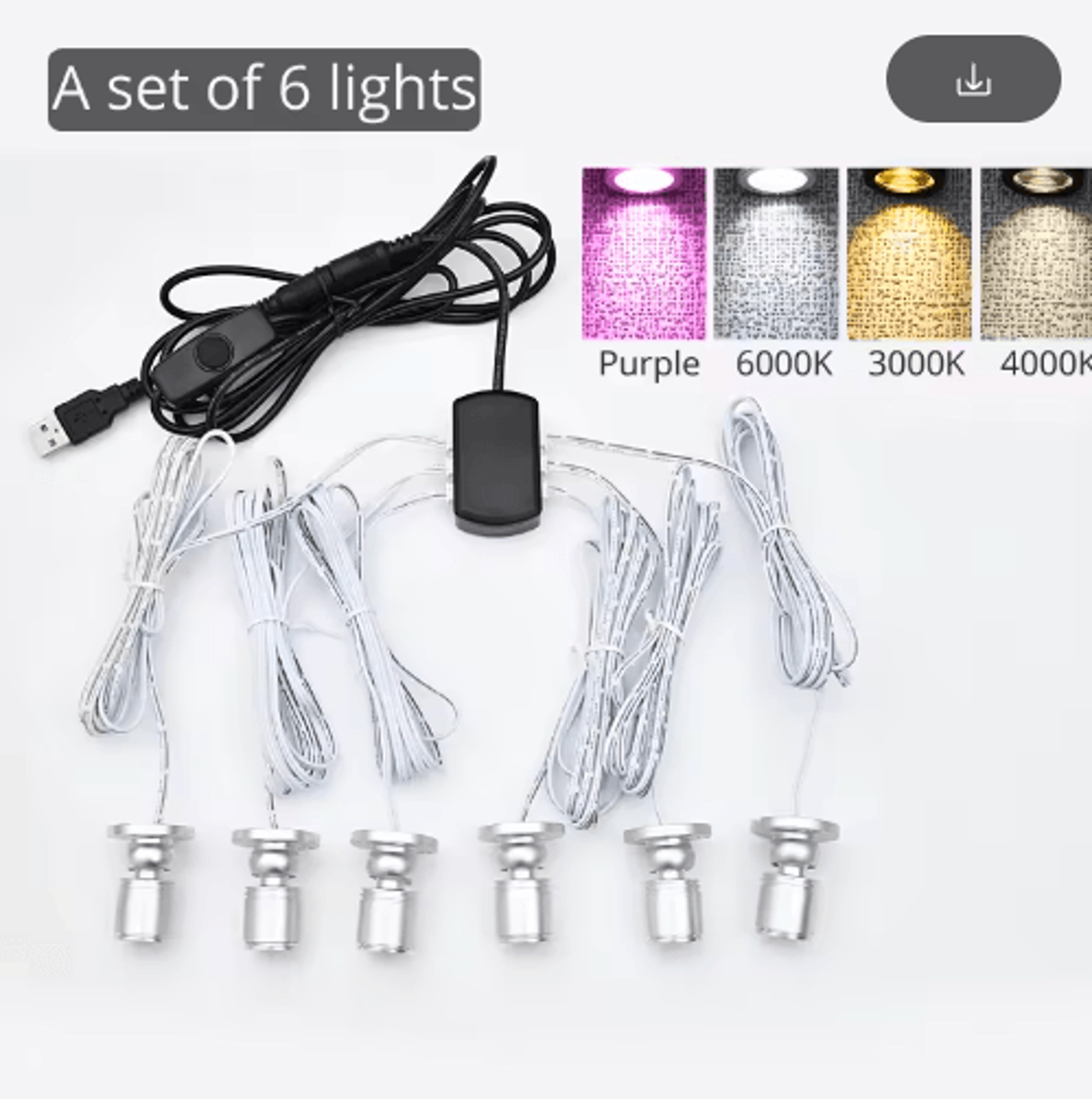 10Pack 5V USB Mini LED Spotlights  1W Adjustable UnderCabinet Display Lights 3