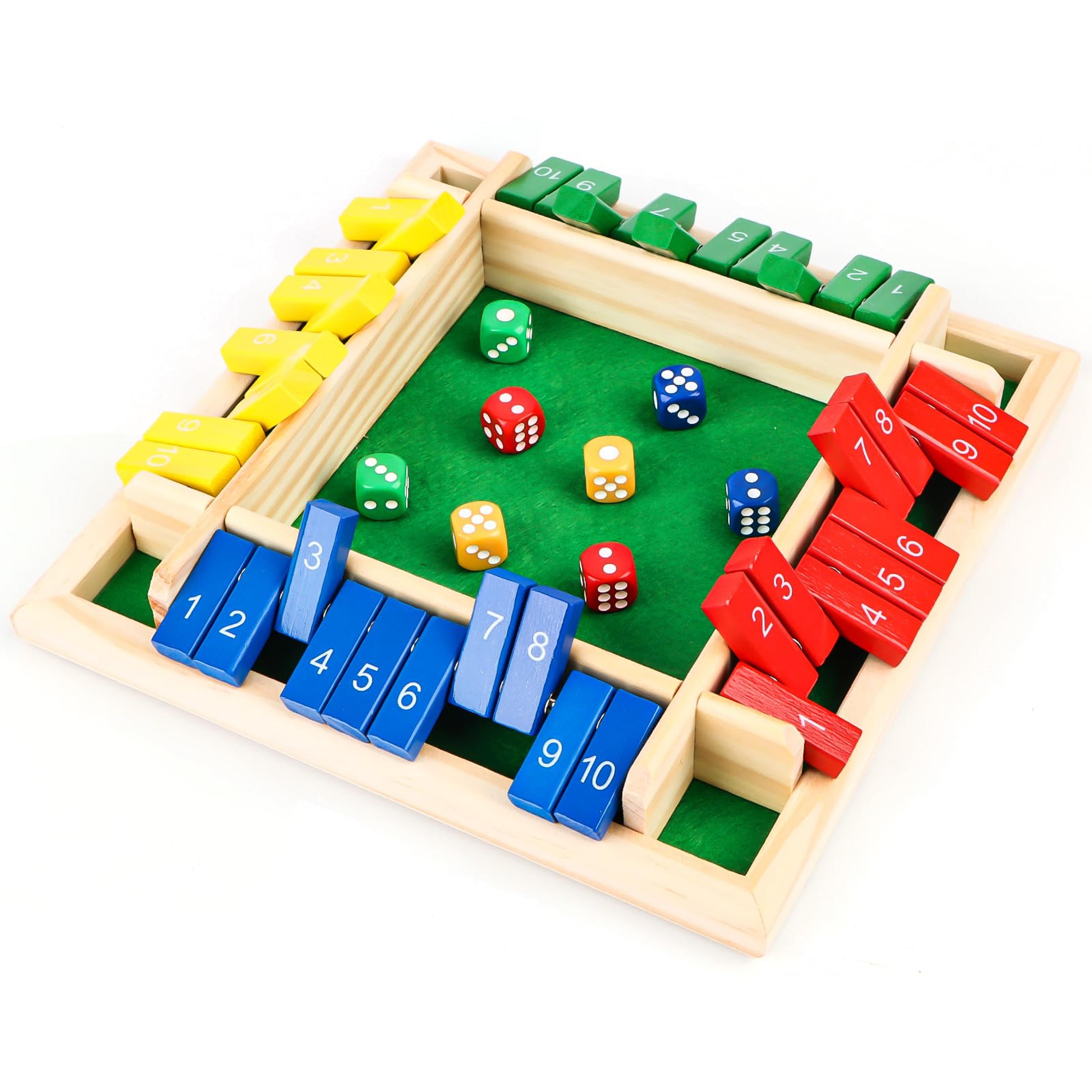 Wooden Shut The Box Board Game For 4 Players  Family Dice Math Game 0