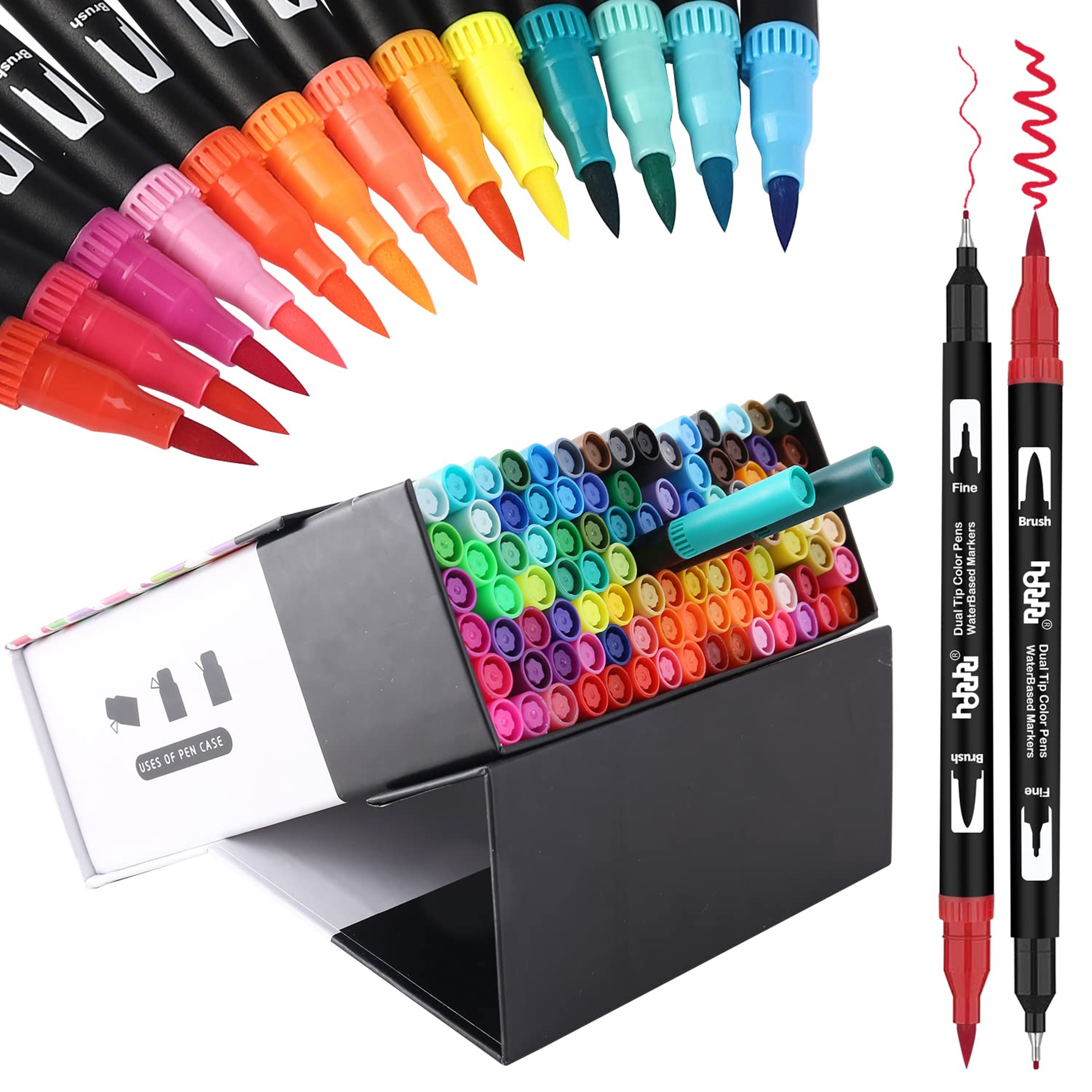 Dual Tip Brush Markers Set for Coloring and Lettering 72 120 or 168 Colors – view 2