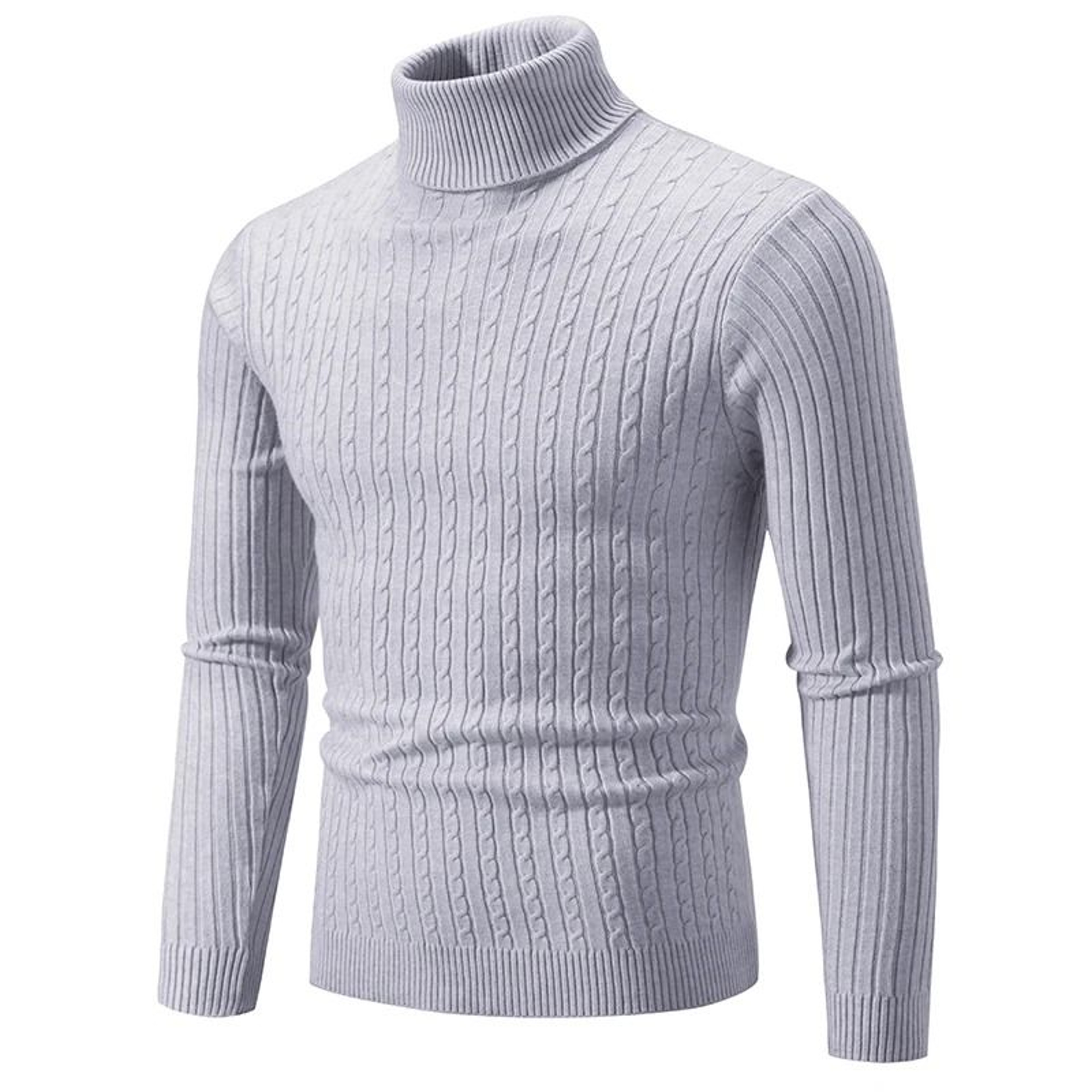 Men High Neck Knitted Turtleneck Sweater Warm Casual Winter Pullover 5
