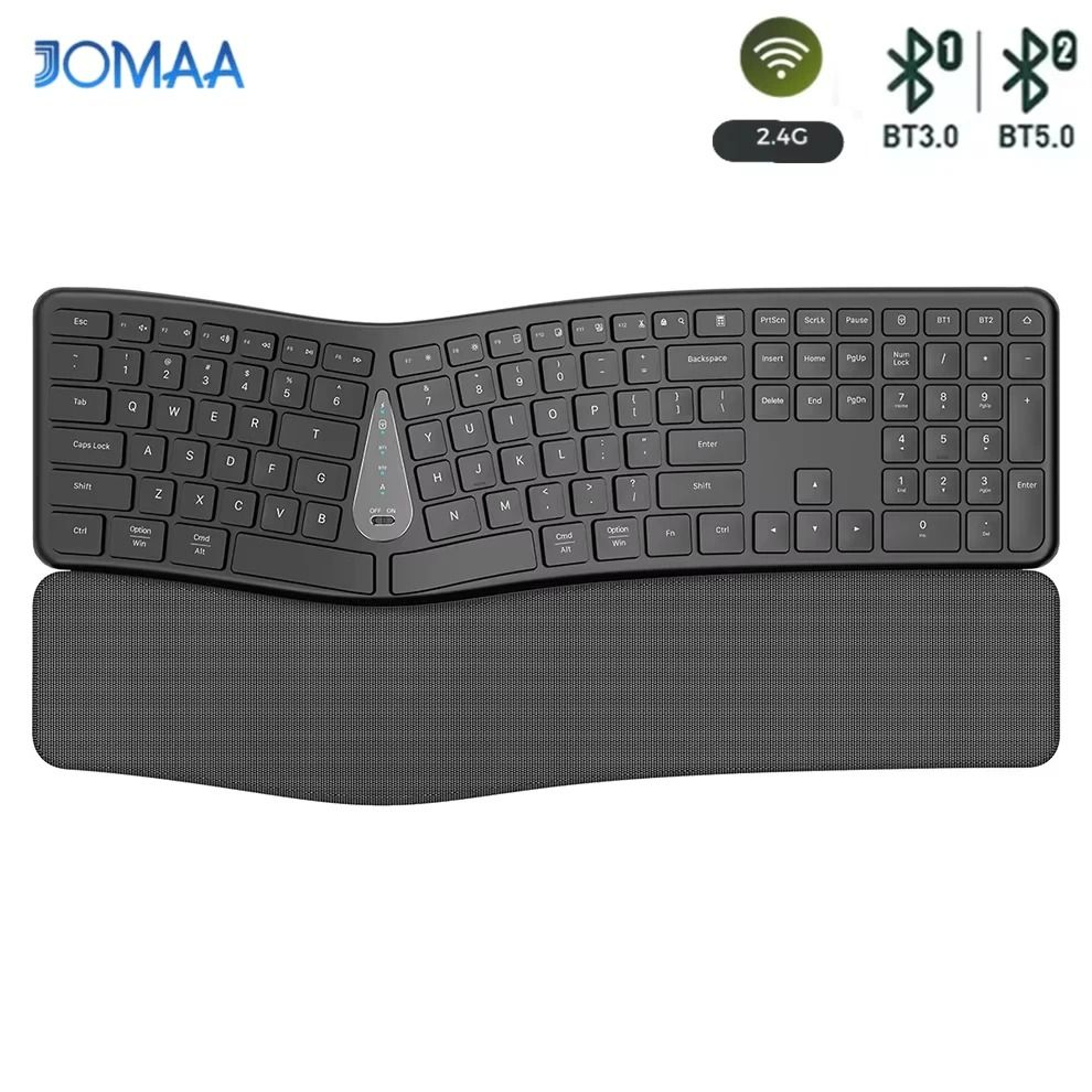 Ergonomic Wireless Keyboard With Palm Rest Multi Device Bluetooth Rechargeable 6