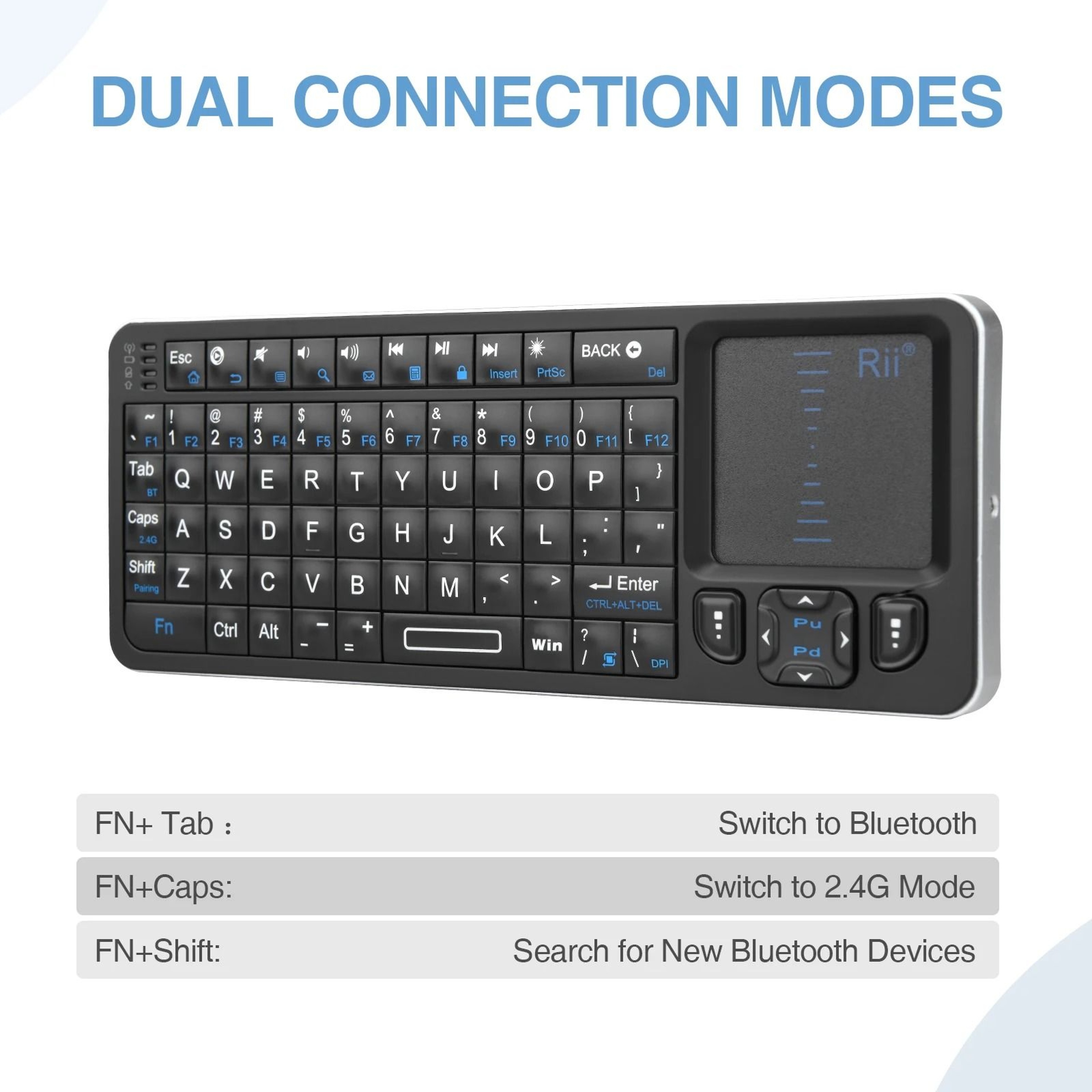 Rii K06 Mini Bluetooth Backlit Wireless Keyboard With Touchpad 4