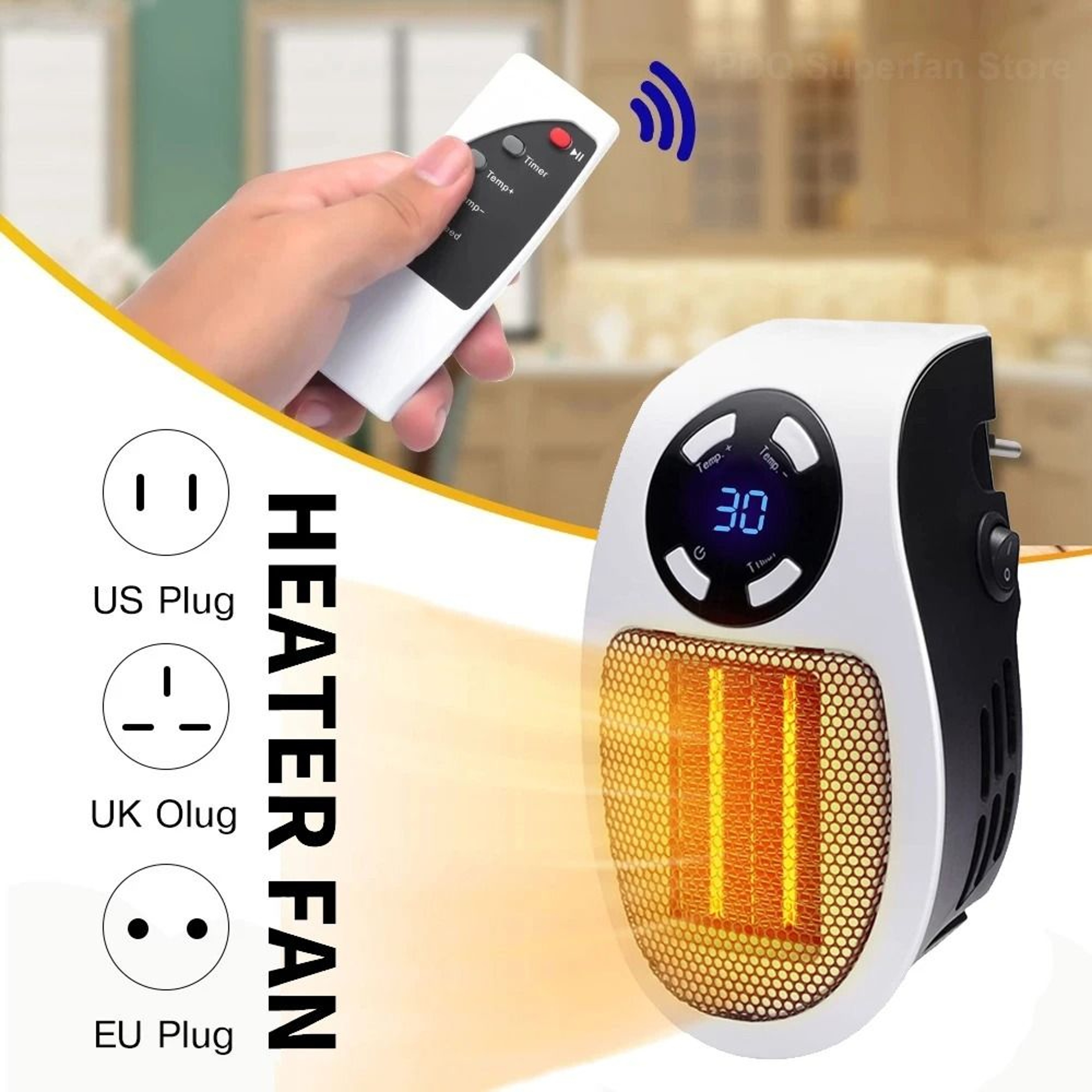 500W Plug In Portable Electric Space Heater With Remote Control 1