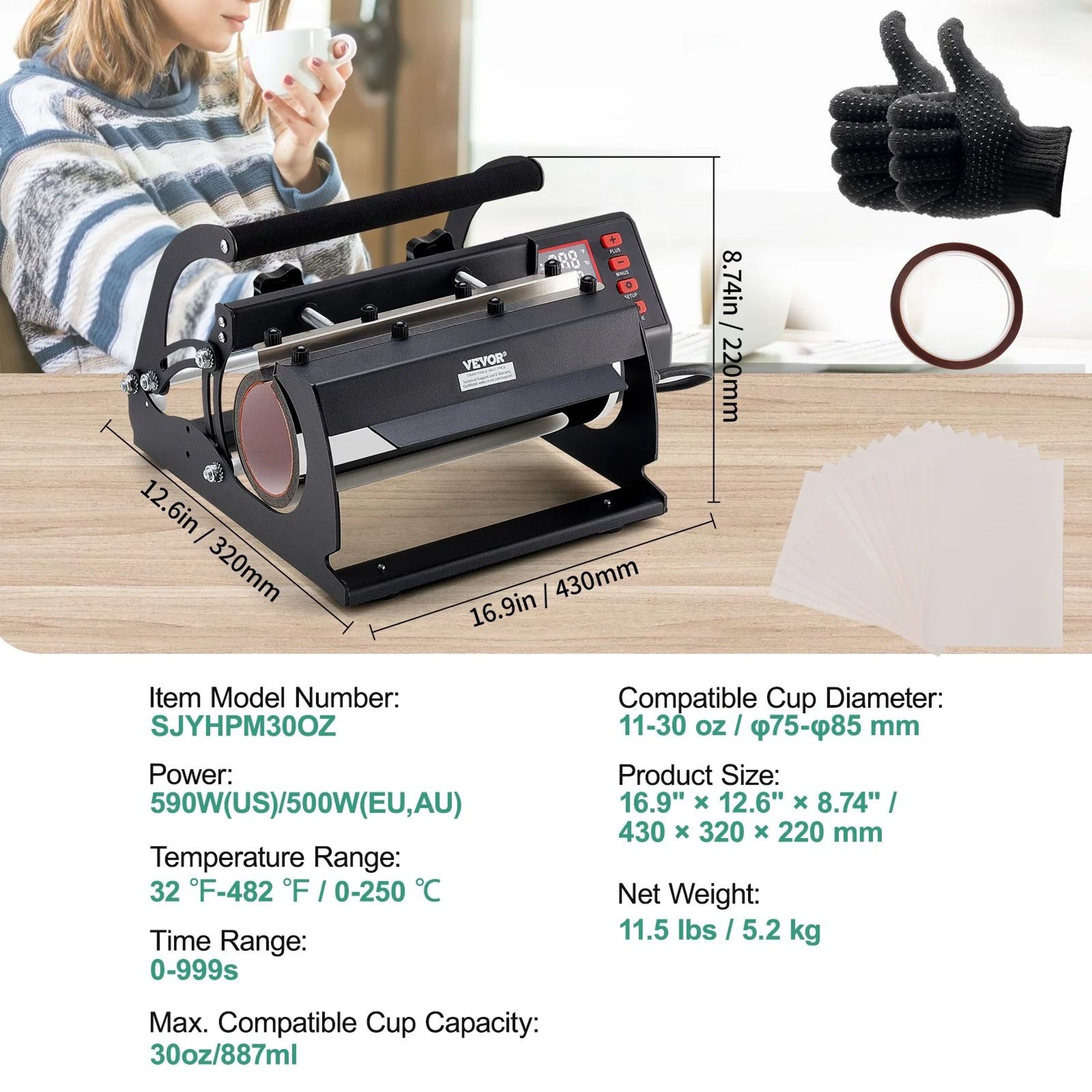 SucceBuy Dual Station Tumbler Heat Press Machine For 11 To 30 Oz Tumblers And Mugs 0