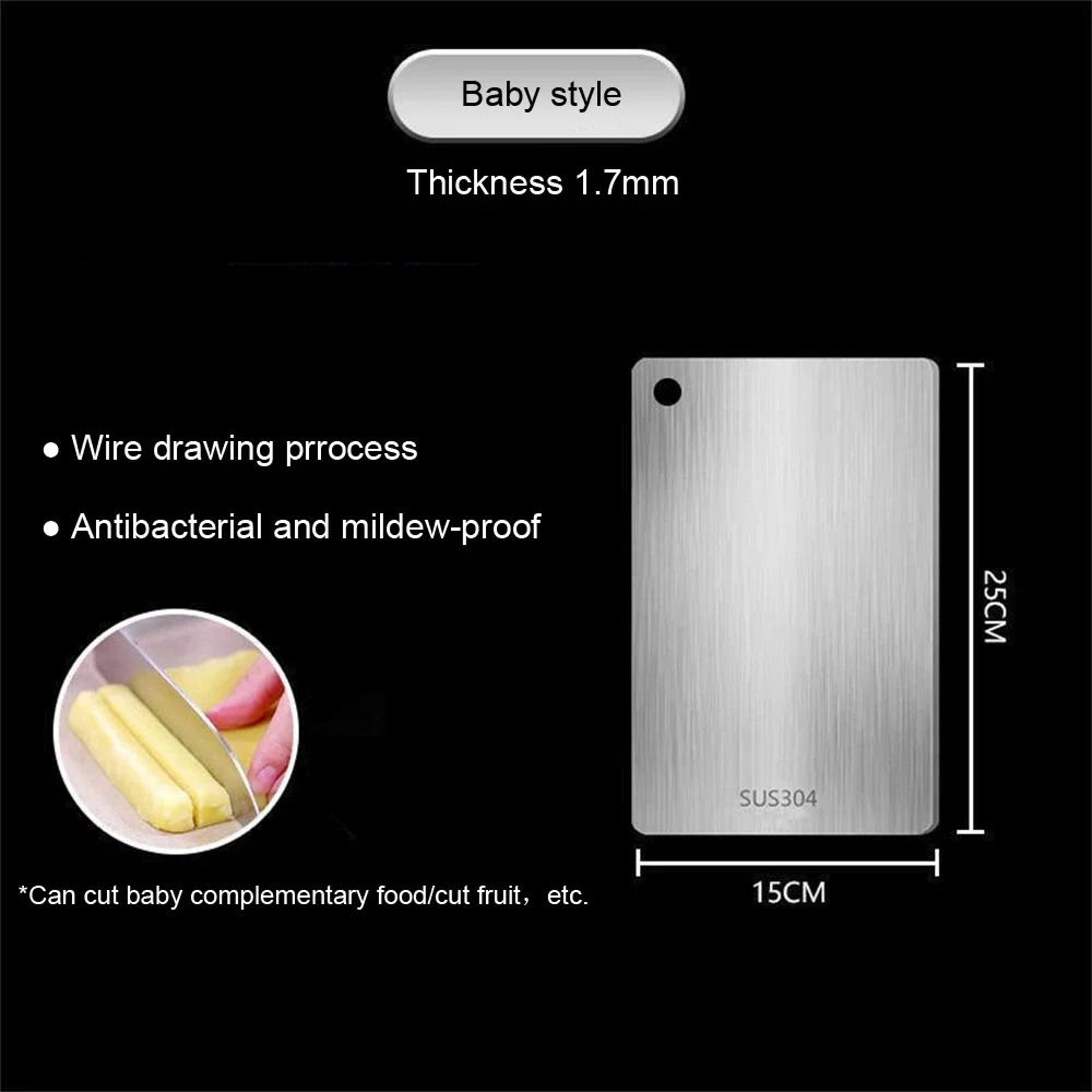 Stainless Steel Double Sided Cutting Board For Kitchen And Dough Prep 3