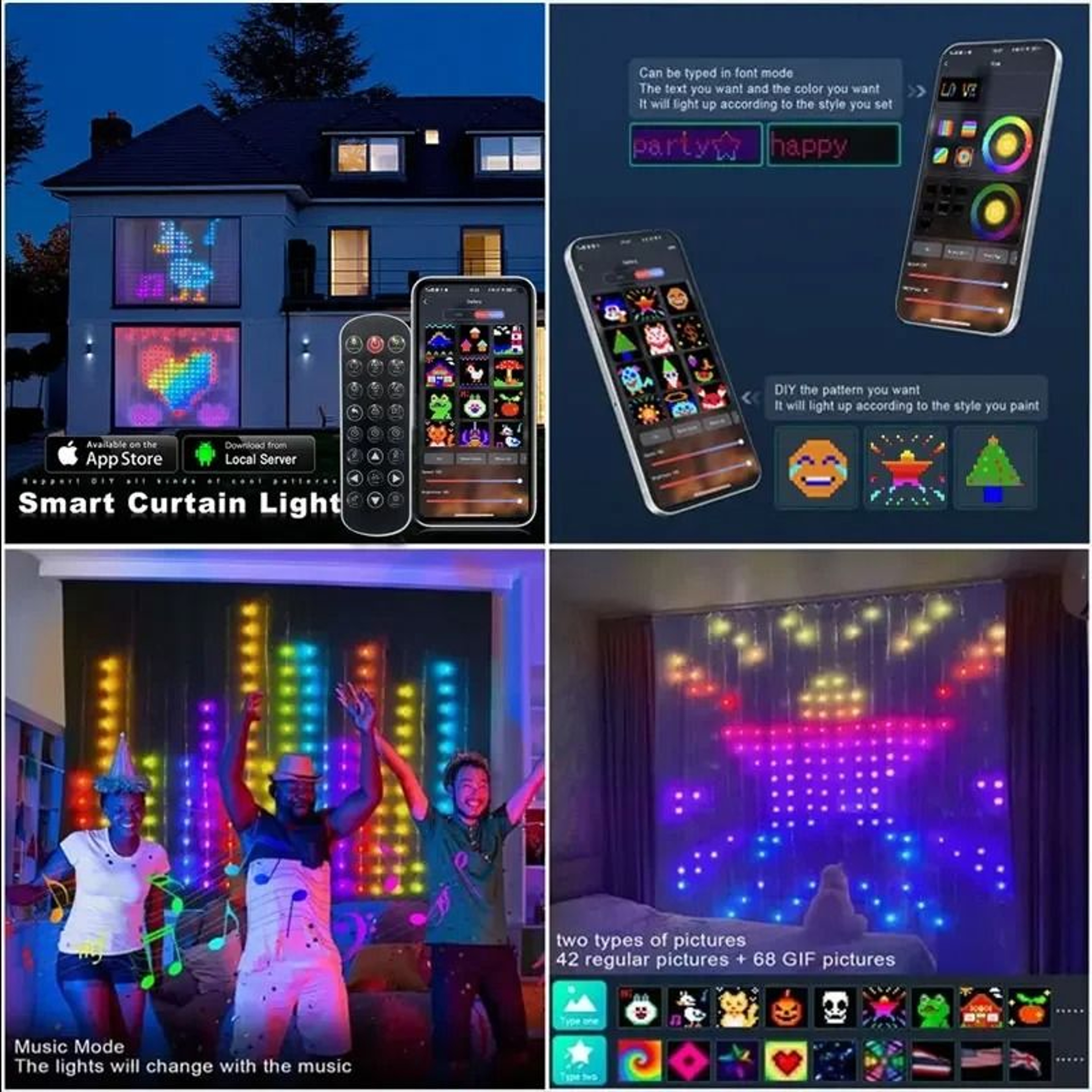 Smart RGB Curtain LED Lights With App Control And Music Sync 7