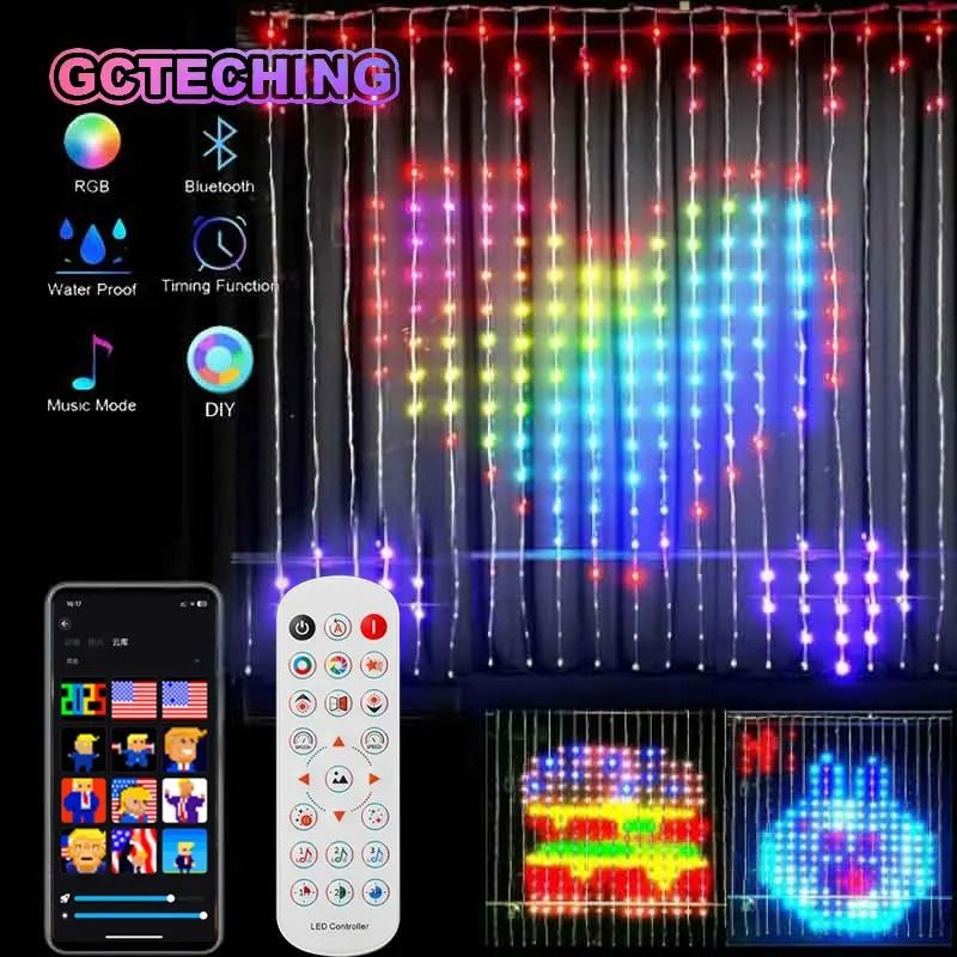 Smart RGB Curtain LED Lights With App Control And Music Sync 18