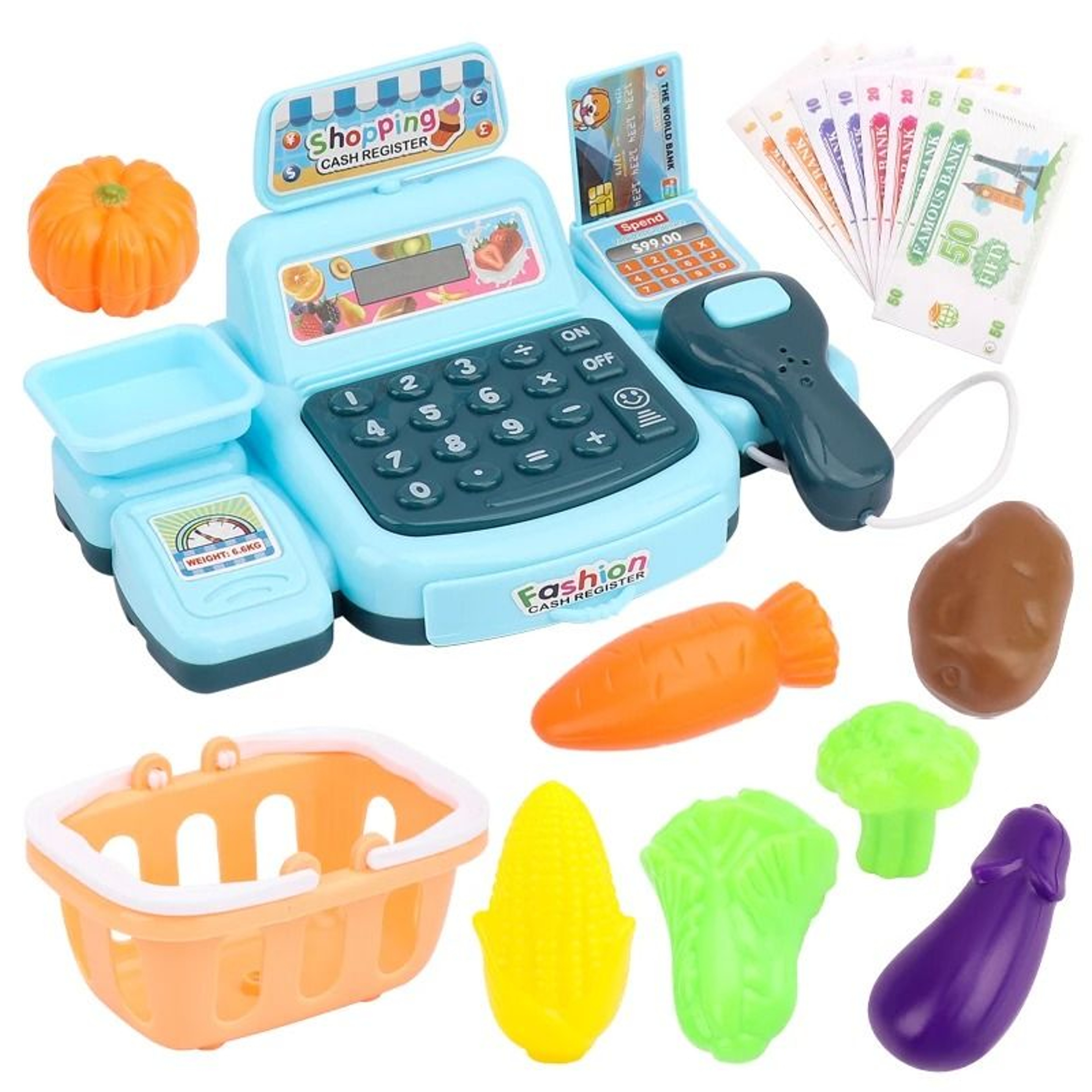 Kids Supermarket Cash Register Toy With Lights And Sound 9