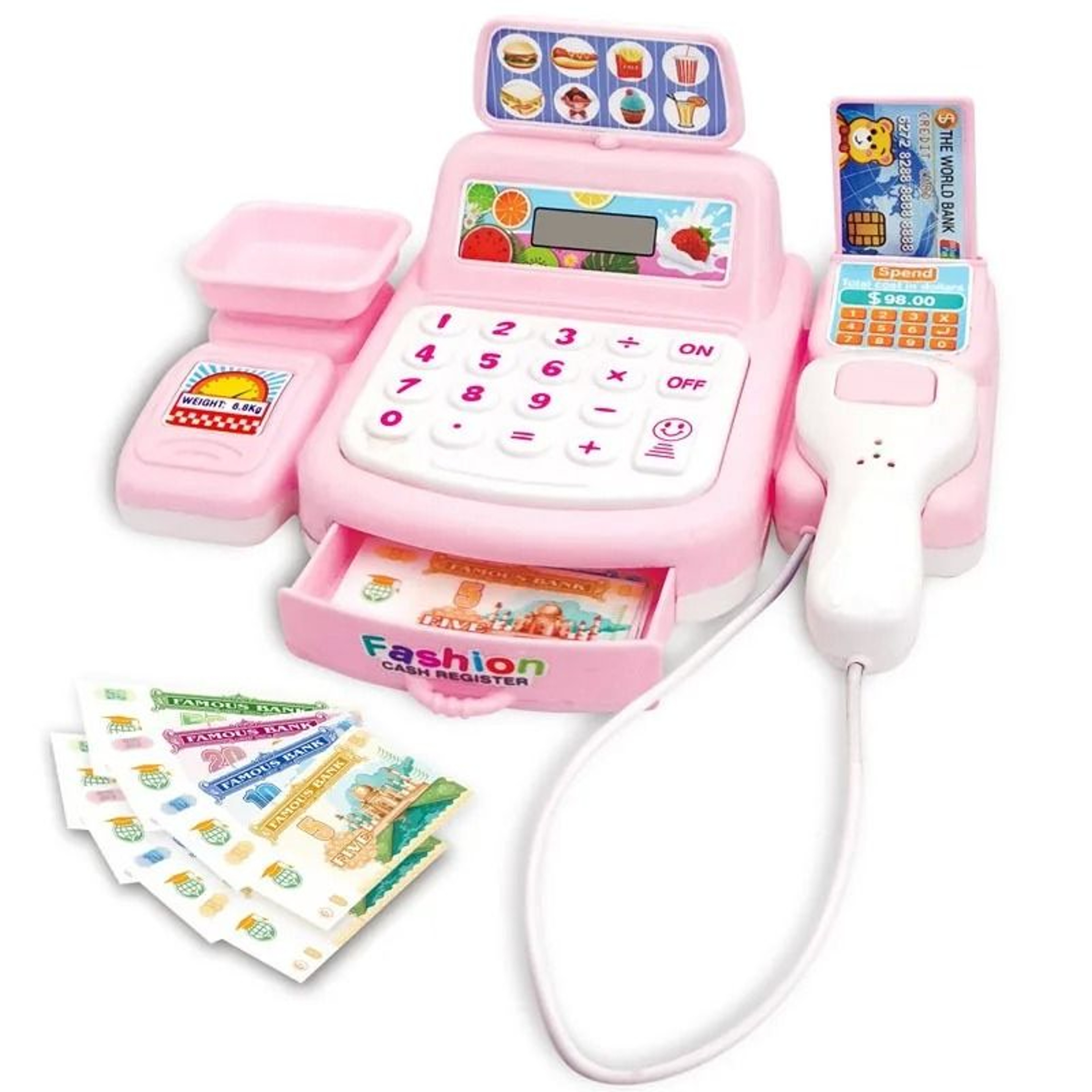 Kids Supermarket Cash Register Toy With Lights And Sound 5