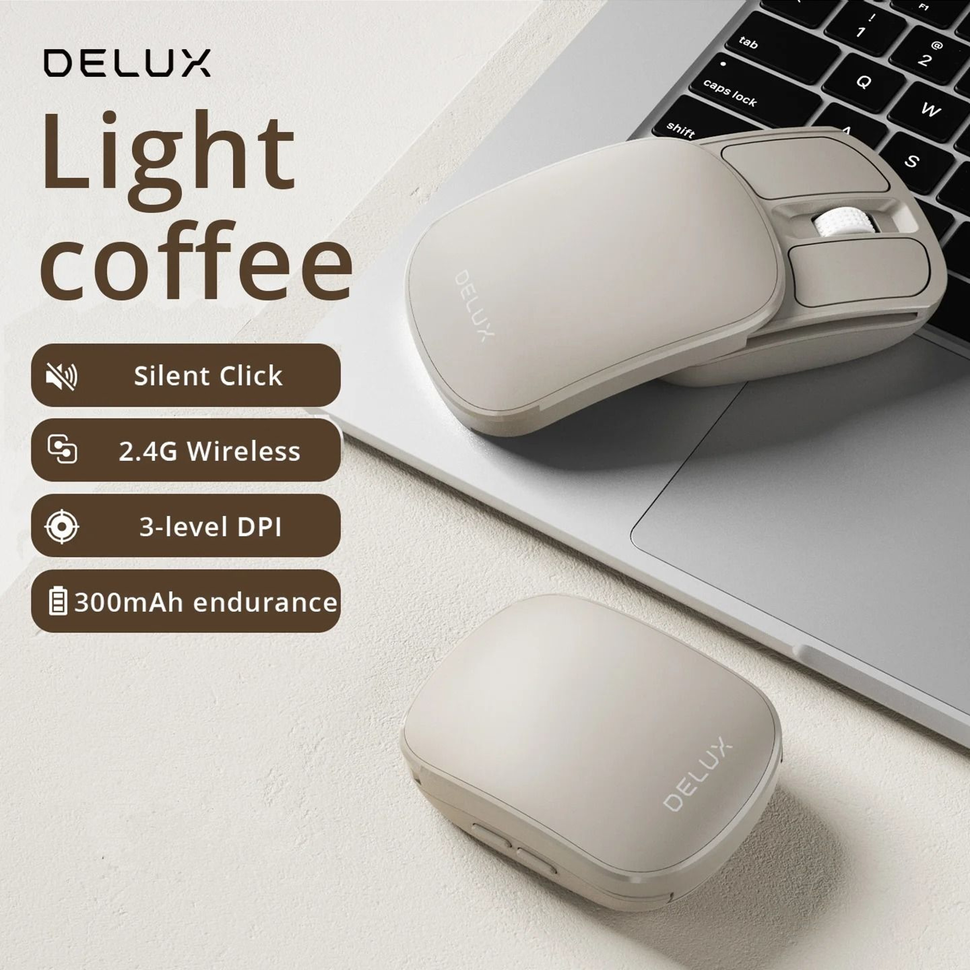 Delux Folding Wireless Mouse Bluetooth Silent Ultra Light 1