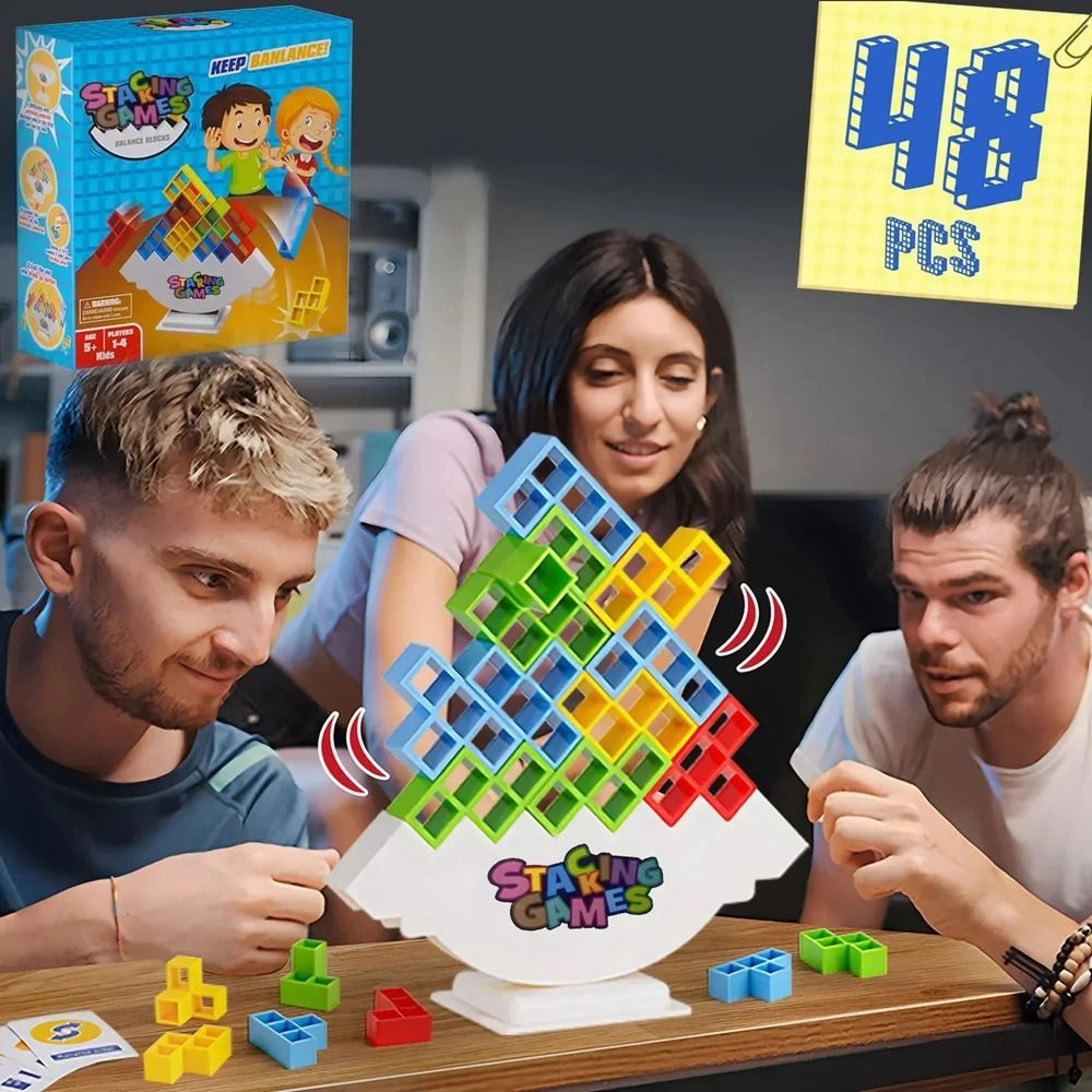 Tetra Balance Stacking Block Game Desktop Building Toy For Kids And Families 7