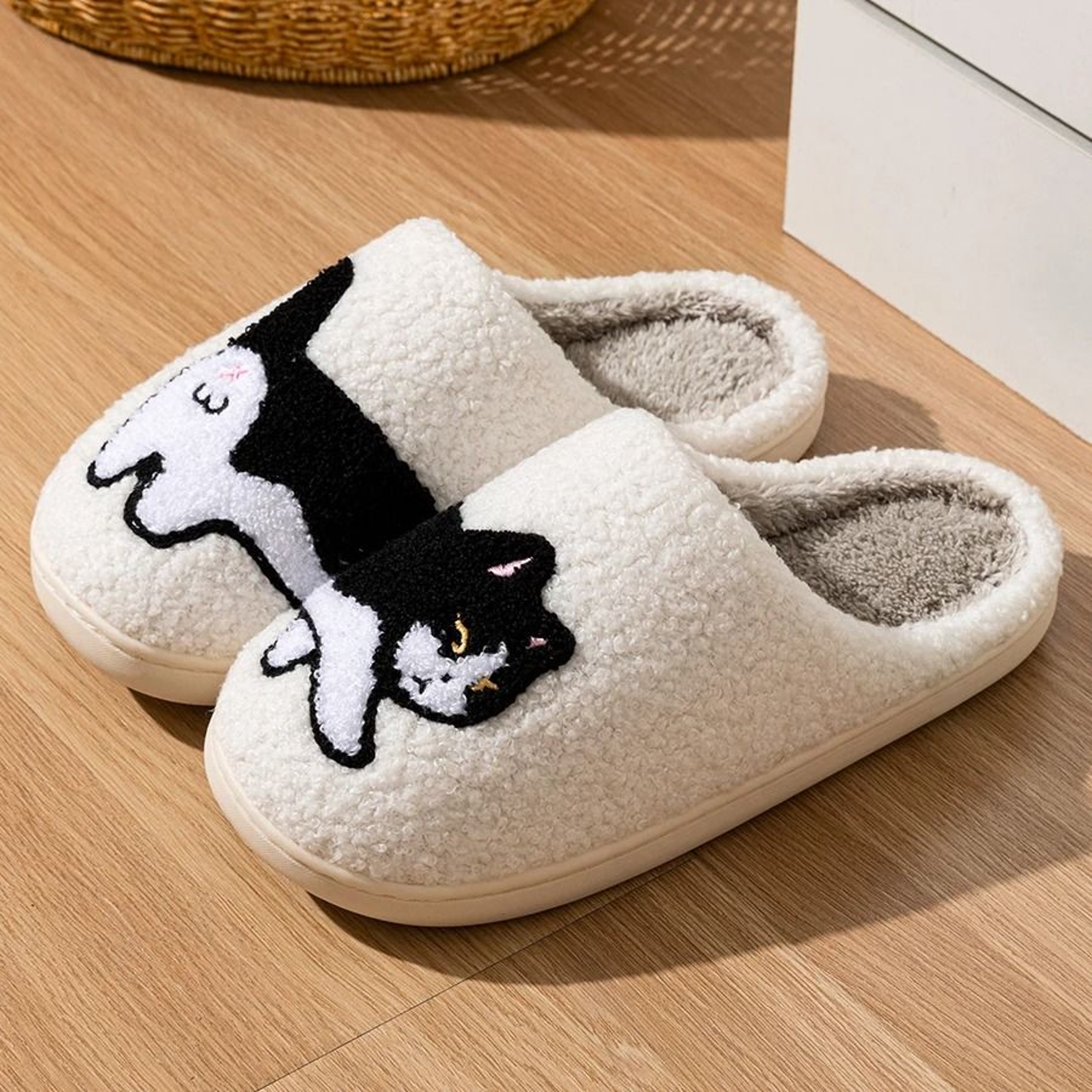 Winter Cute Cat Slippers For Women Warm Soft Sole Indoor Home Shoes 6