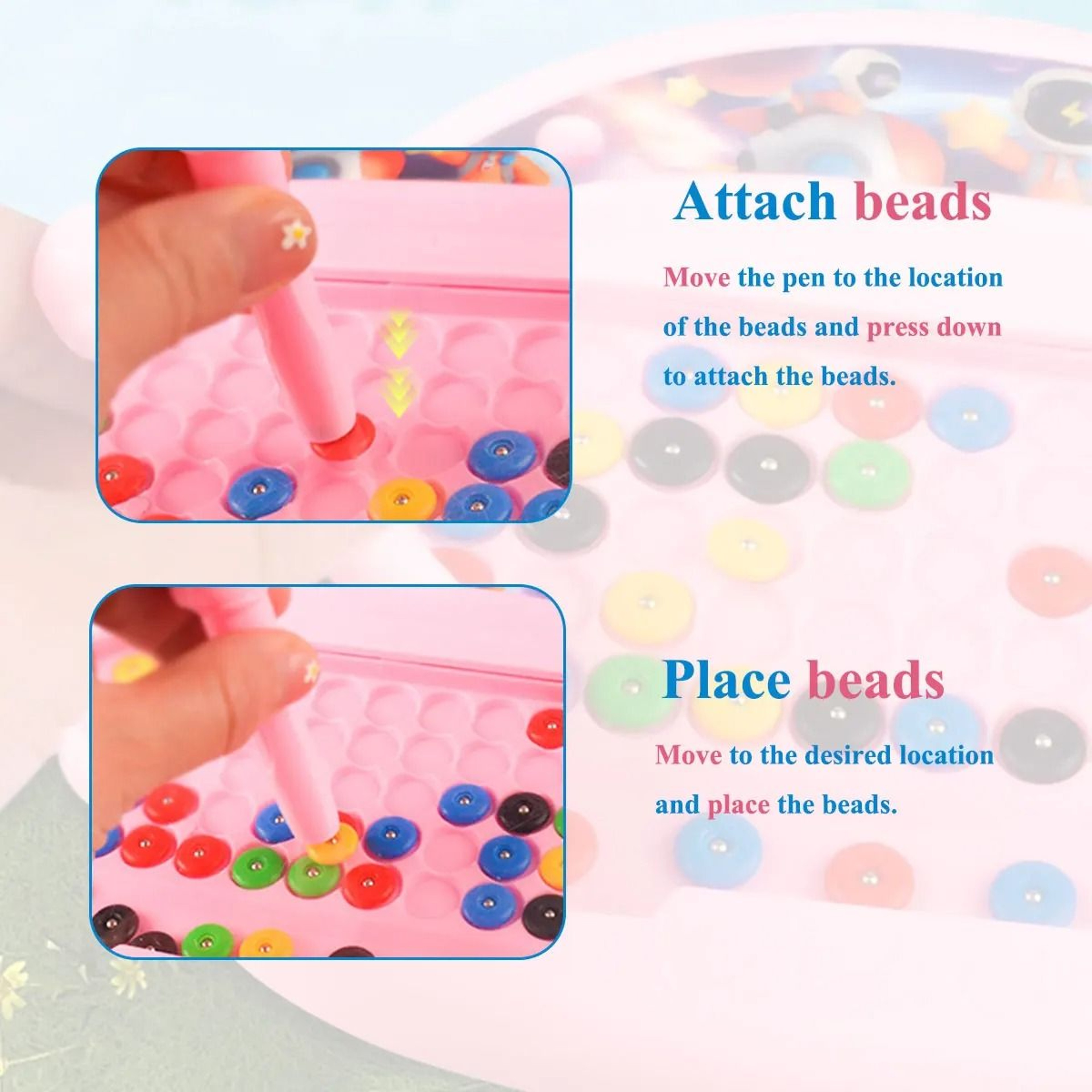 Childrens Magnetic Doodle Drawing Board Educational Toy With Pen And Beads 7