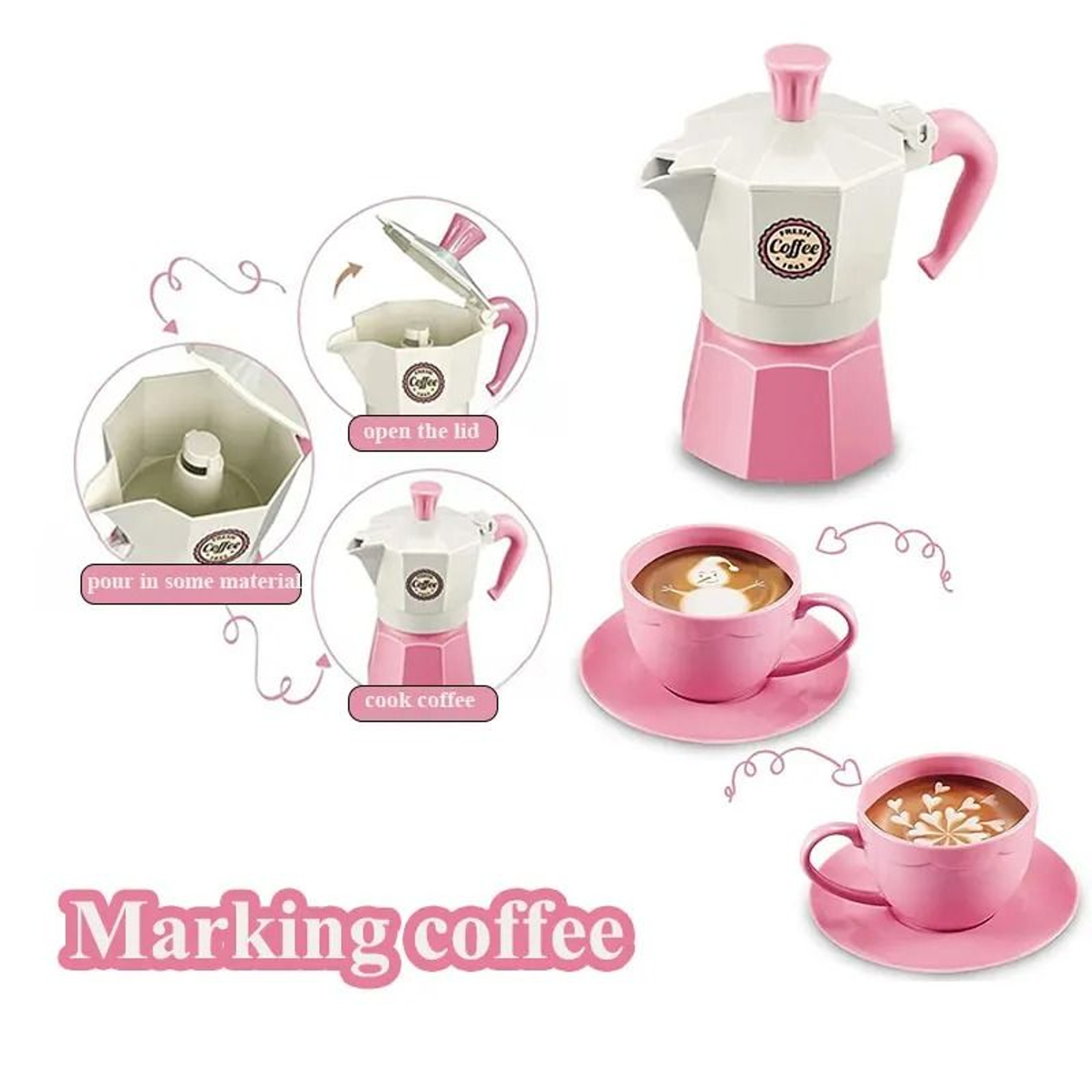 Kids Pretend Play Coffee Set Afternoon Tea Tableware Toy 9