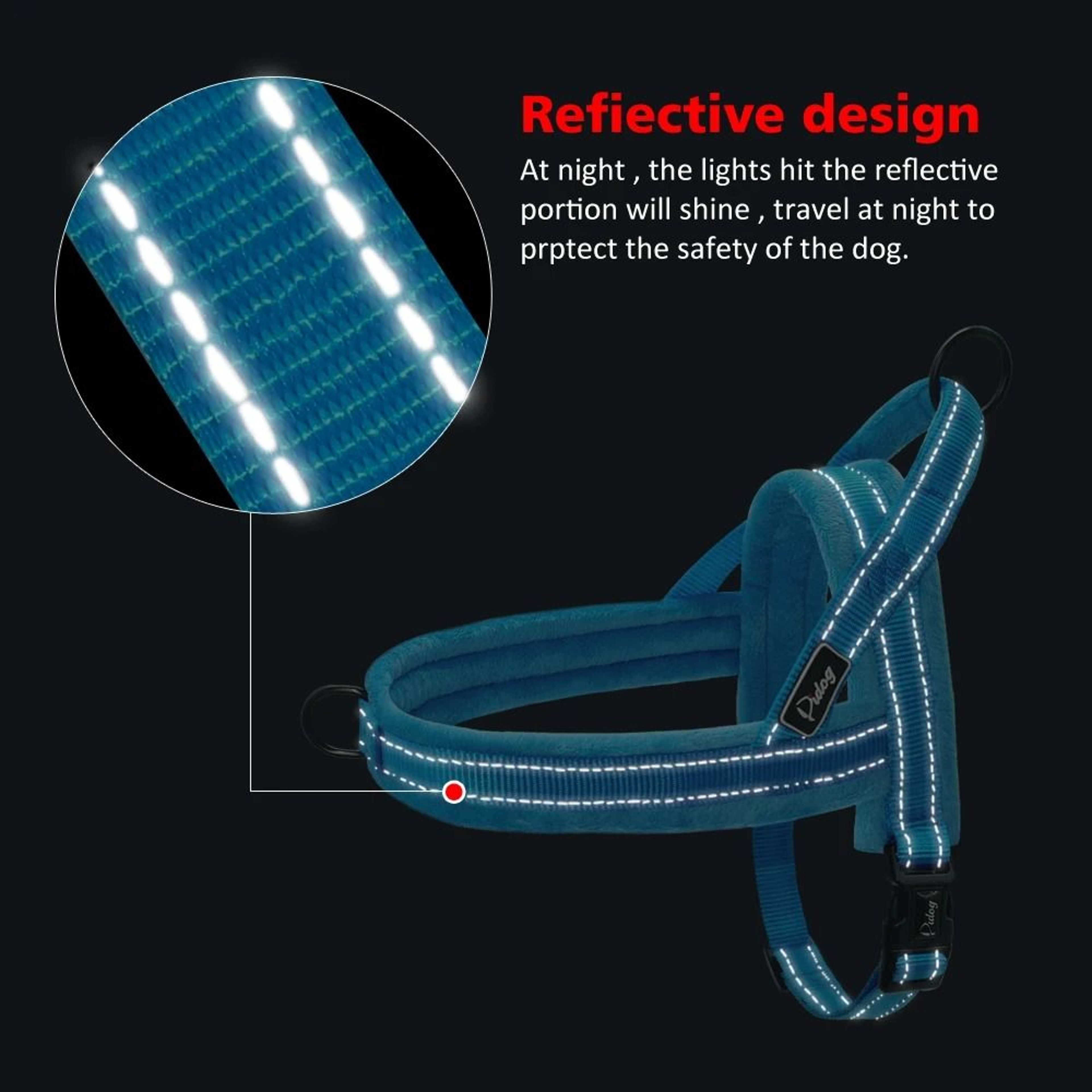 No Pull Reflective Nylon Dog Harness Padded Vest 4