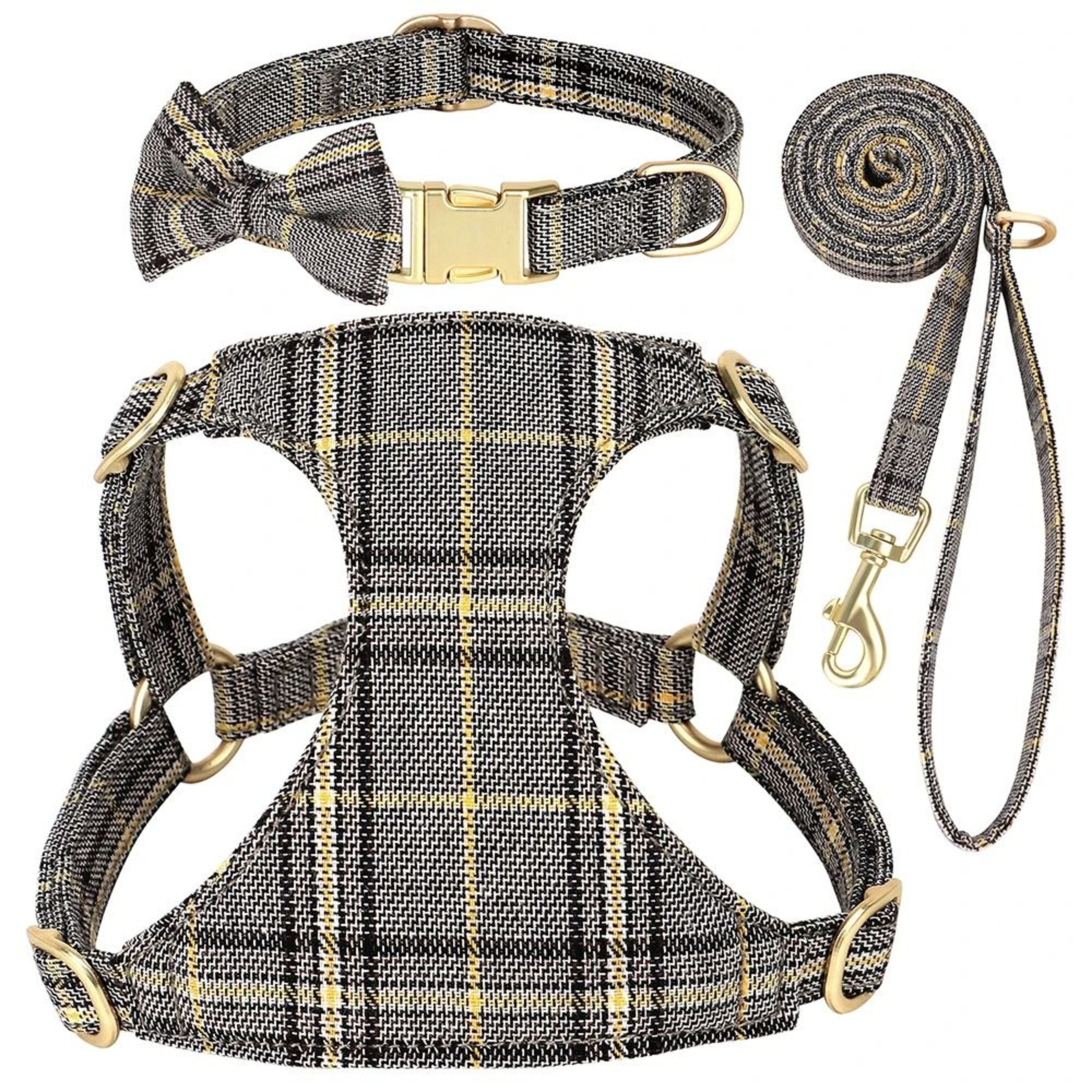 Adjustable Nylon Dog Harness Collar And Leash Set With Bow For Small And Medium Dogs 3