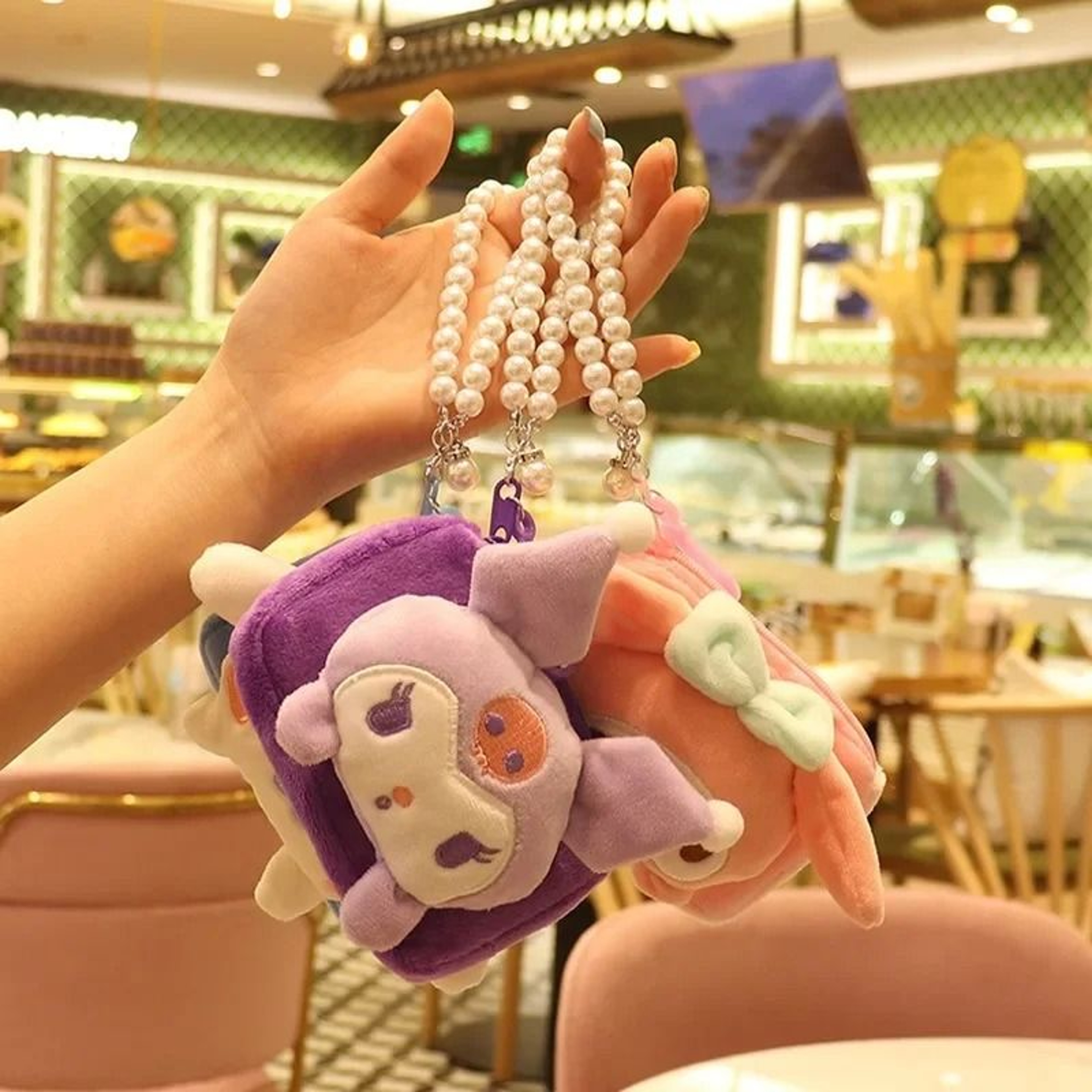 Cute Plush Cartoon Keychain Coin Purse Wallet With Zipper For Girls 8